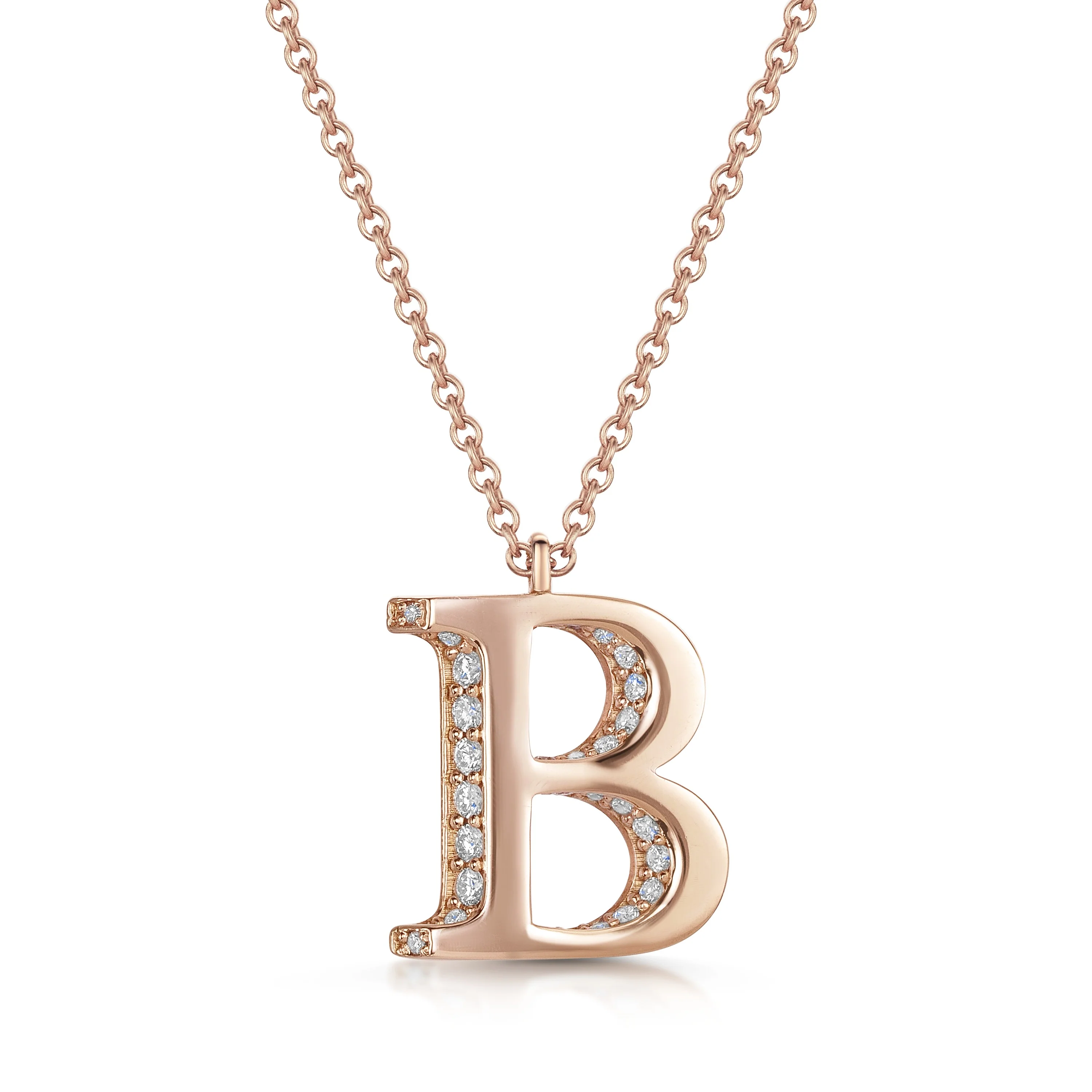 18ct Rose Gold Diamond Initial Pendant & Chain - Image 10