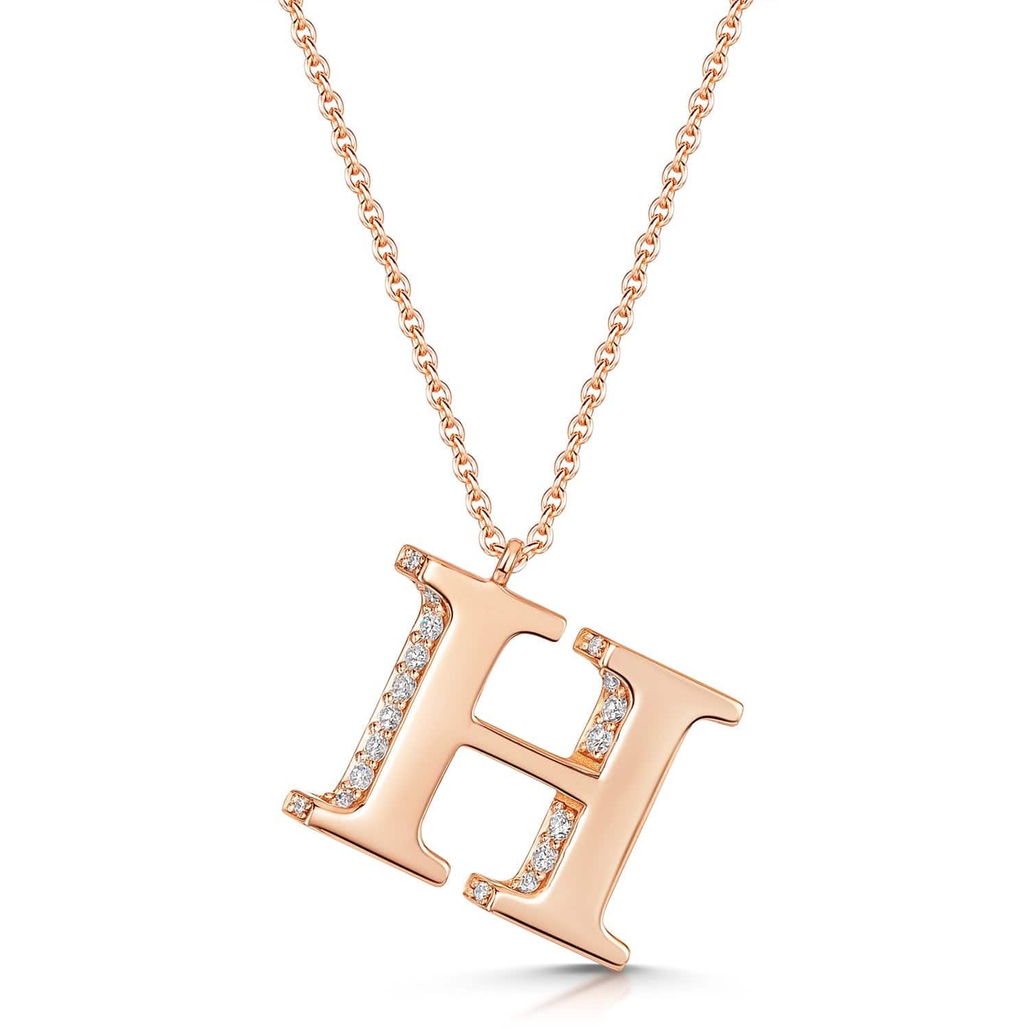 18ct Rose Gold Diamond Initial Pendant & Chain - Image 5