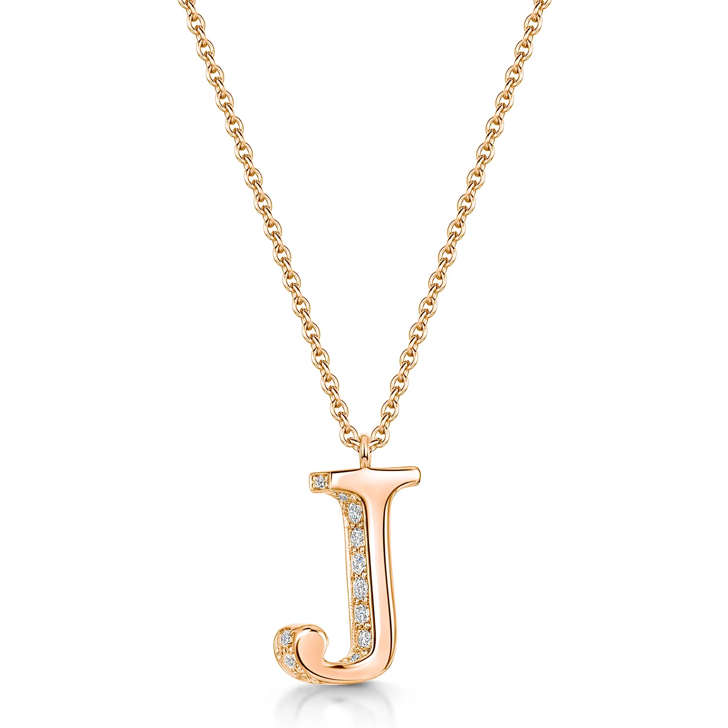 18ct Rose Gold Diamond Initial Pendant & Chain - Image 7