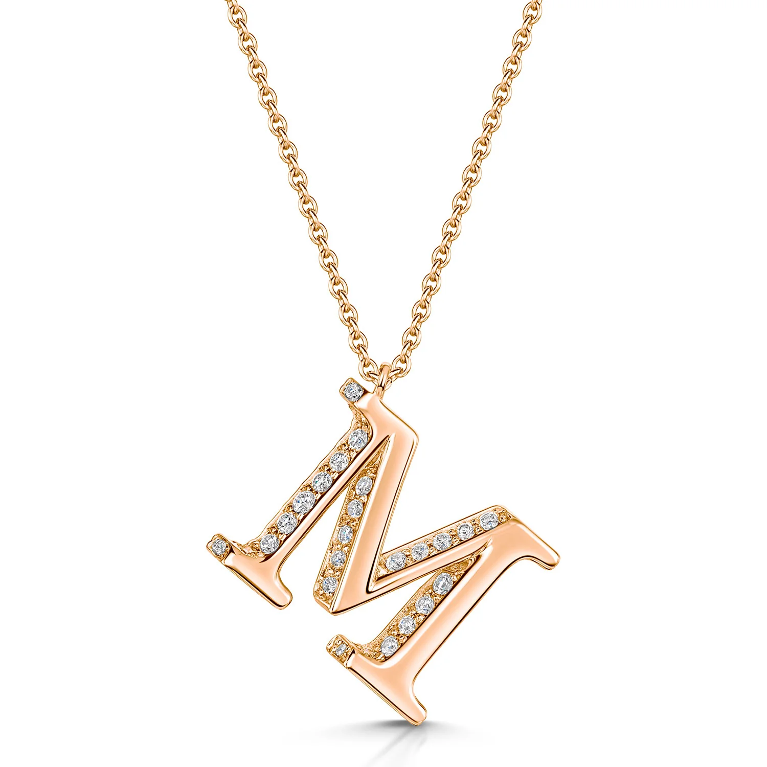 18ct Rose Gold Diamond Initial Pendant & Chain - Image 9