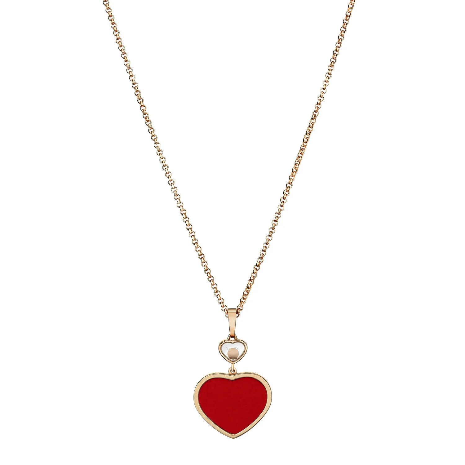 18ct Rose Gold Happy Hearts Red Stone Heart & Diamond Pendant - Image 5