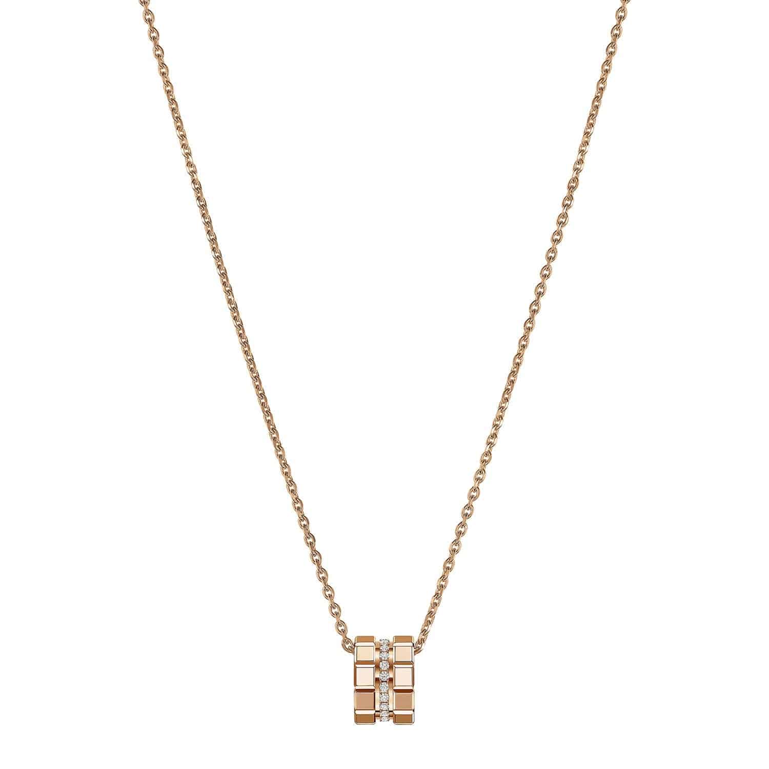 18ct Rose Gold Ice Cube Mini Diamond Set Pendant - Image 2