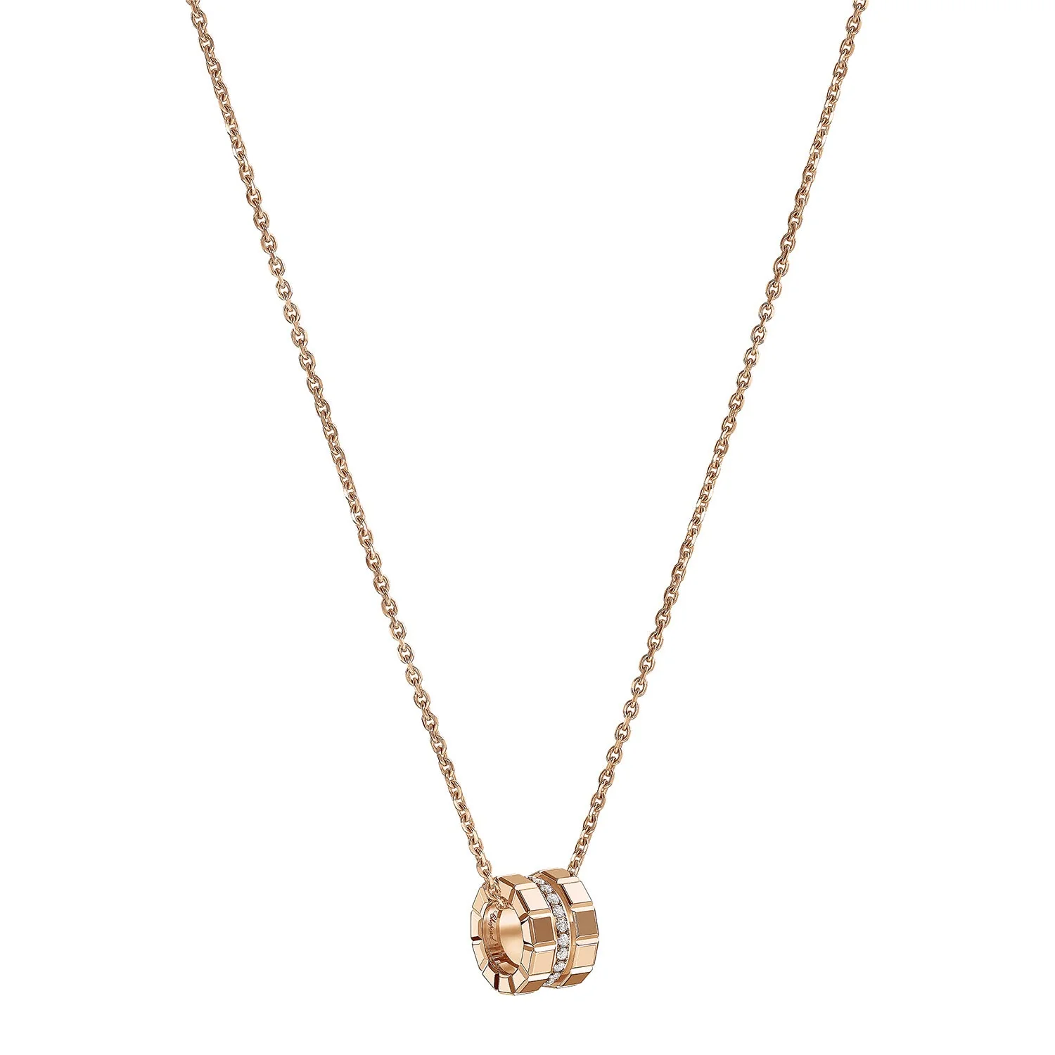 18ct Rose Gold Ice Cube Mini Diamond Set Pendant - Image 4