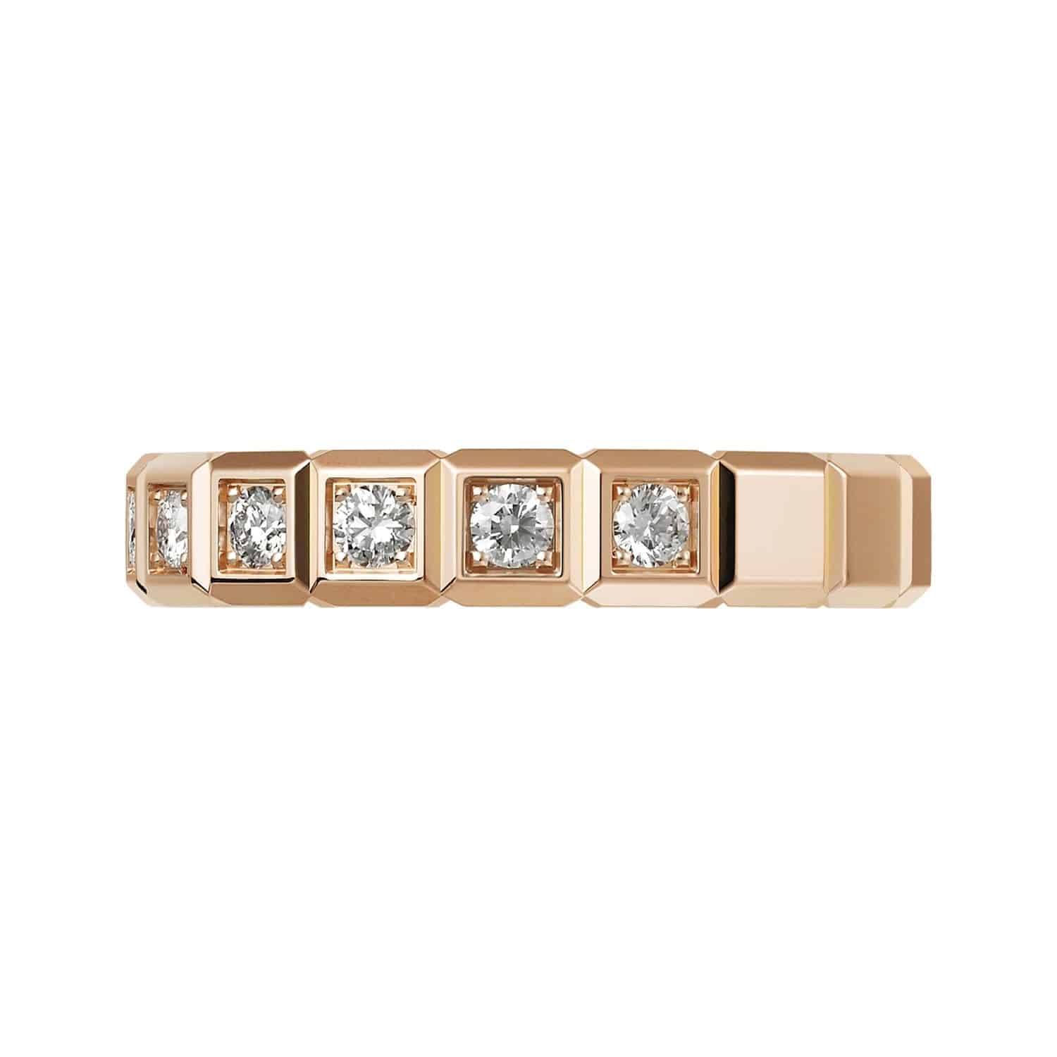 18ct Rose Gold Ice Cube Diamond Set Ring - Image 2