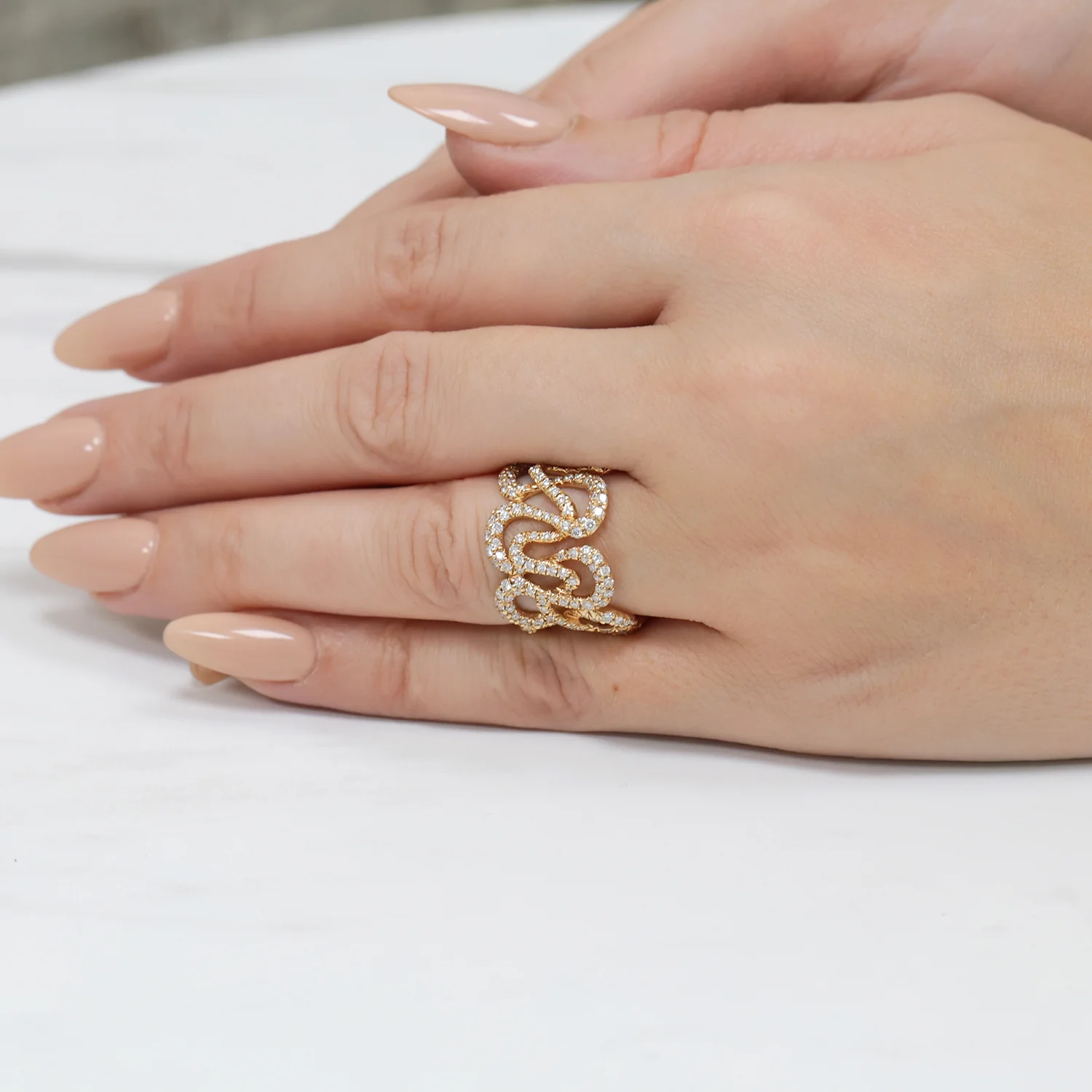 18ct Rose Gold Pave Set Diamond Ring - Image 3