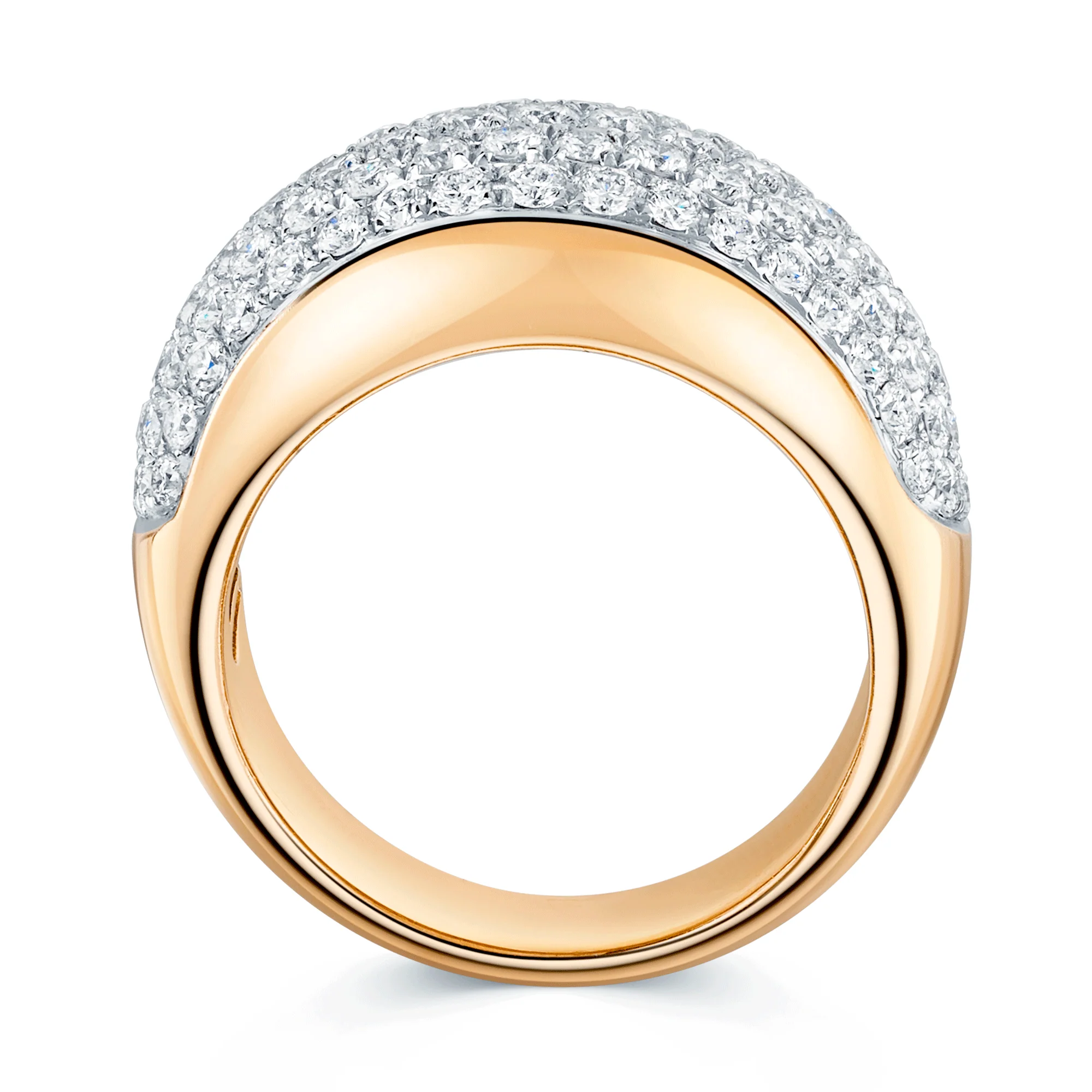 18ct Rose Gold Round Brilliant Cut Diamond Pave Set Dress Ring - Image 2