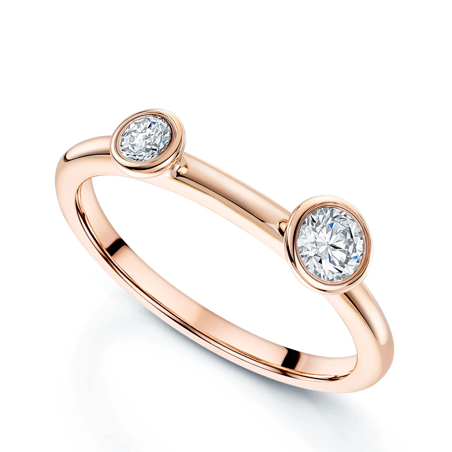 18ct Rose Gold Round Brilliant Cut Diamond Three Stacker Ring - Image 3