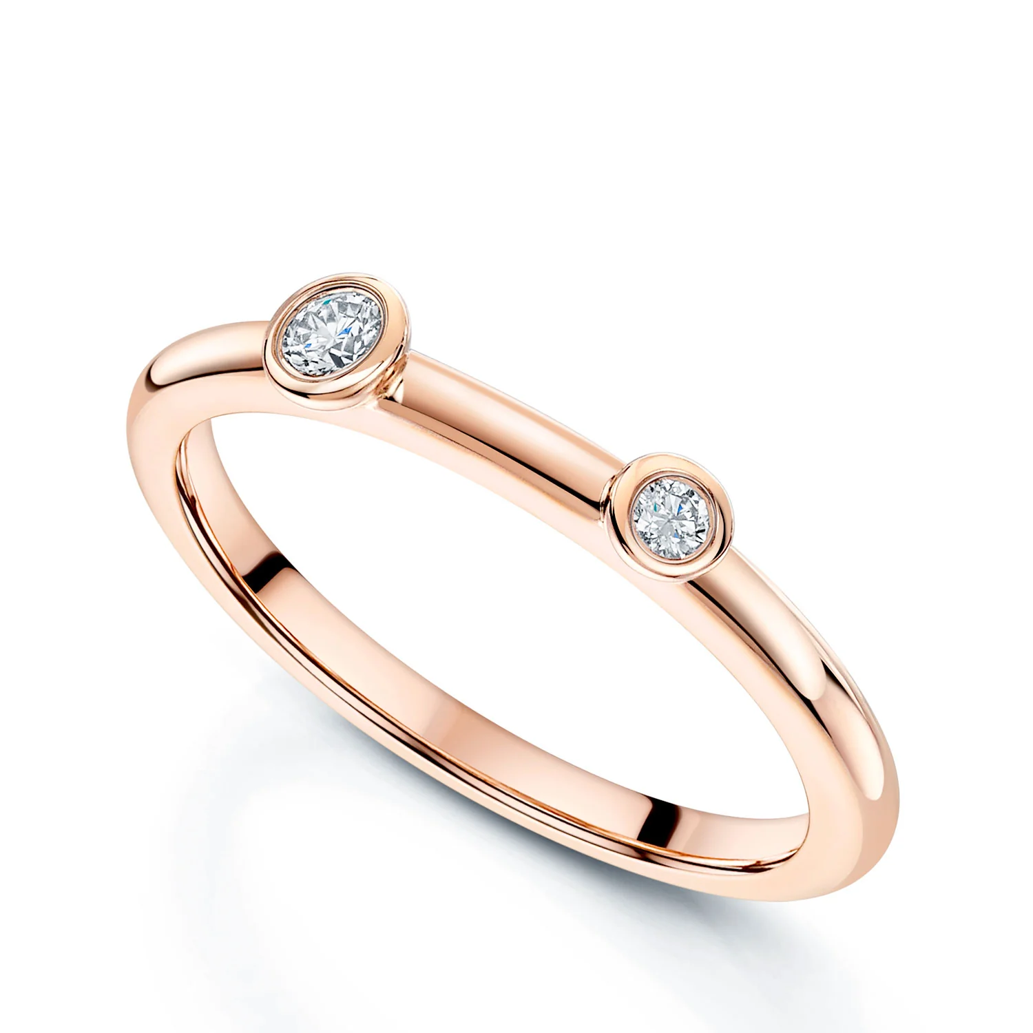 18ct Rose Gold Round Brilliant Cut Diamond Three Stacker Ring - Image 4