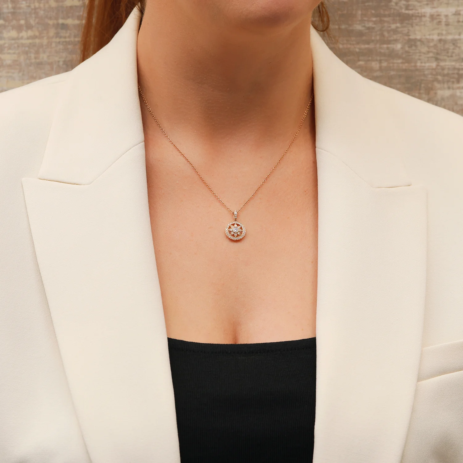 18ct Rose Gold Star Motif Diamond Necklace - Image 2