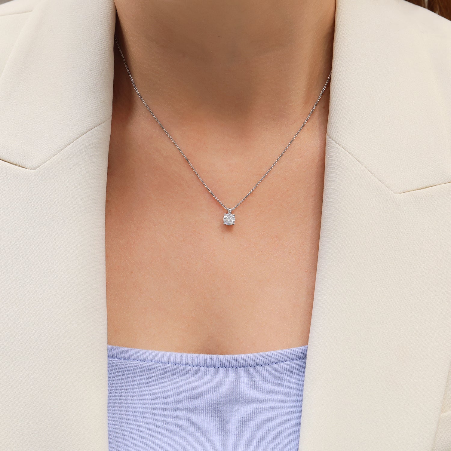 18ct White Gold 0.70 Carat Diamond Single Stone Pendant - Image 2