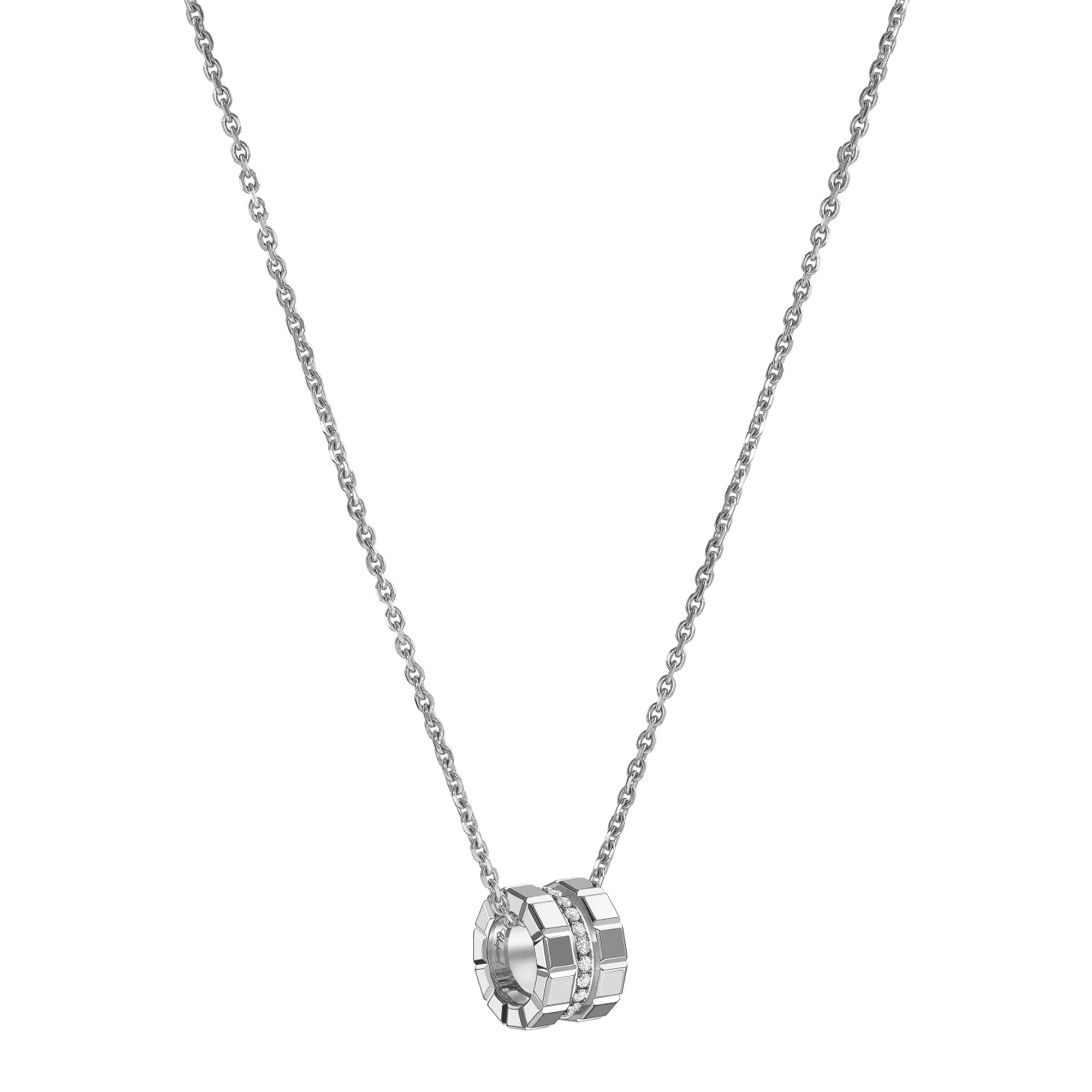 18ct White gold Chopard Ice Cube Mini Diamond Set Pendant - Image 3