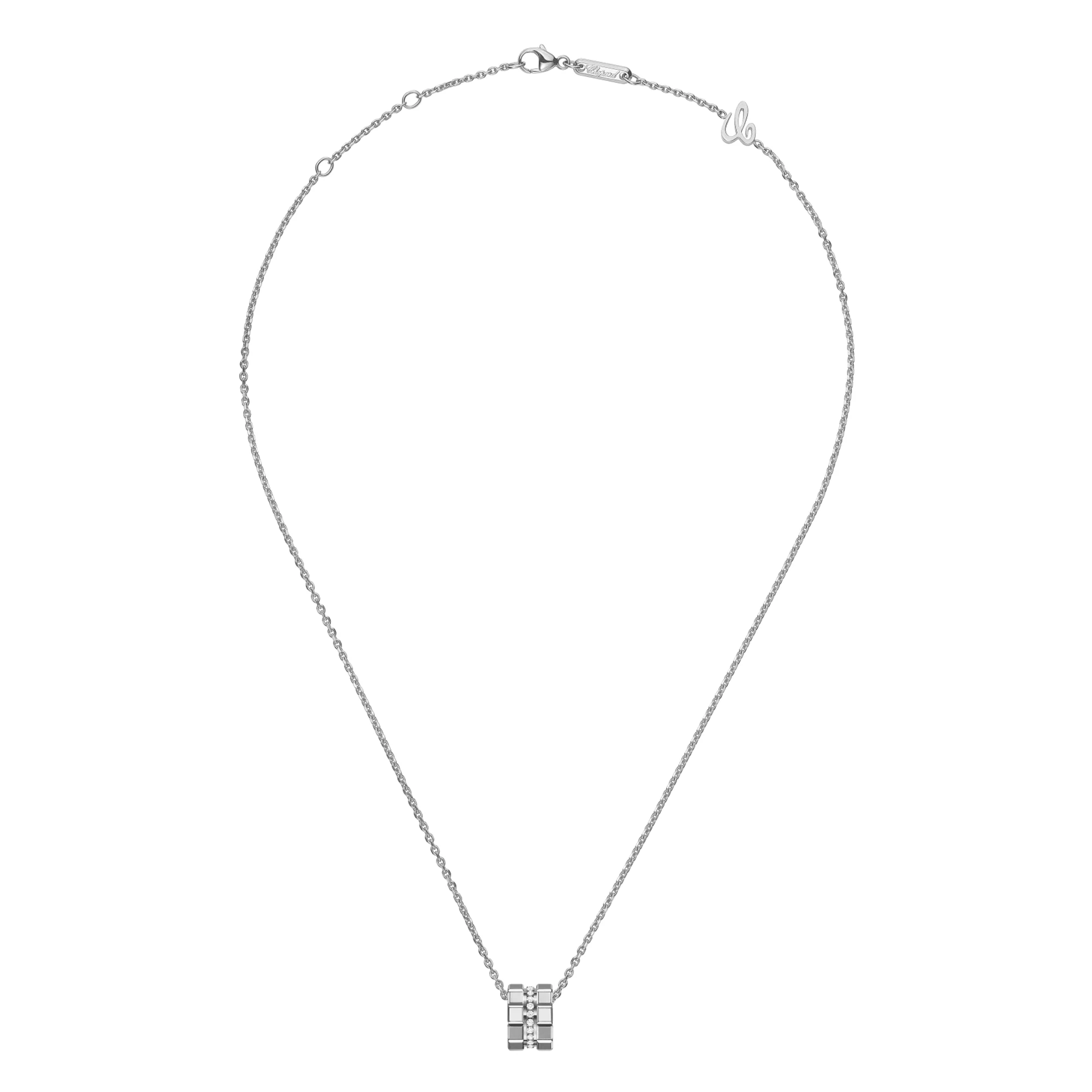 18ct White gold Chopard Ice Cube Mini Diamond Set Pendant - Image 4