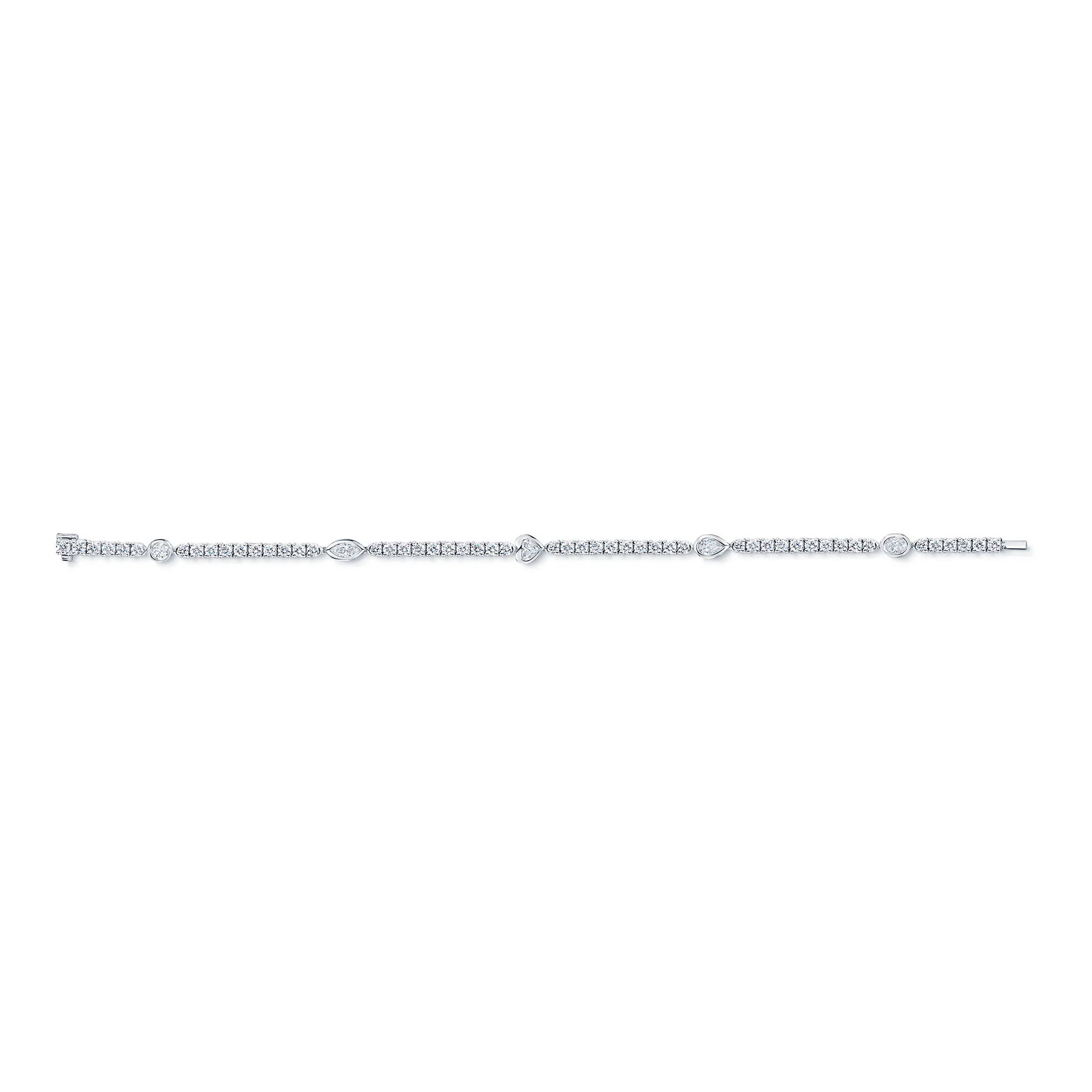 18ct White Gold Mixed Cut Diamond Fancy Tennis Bracelet - Image 3