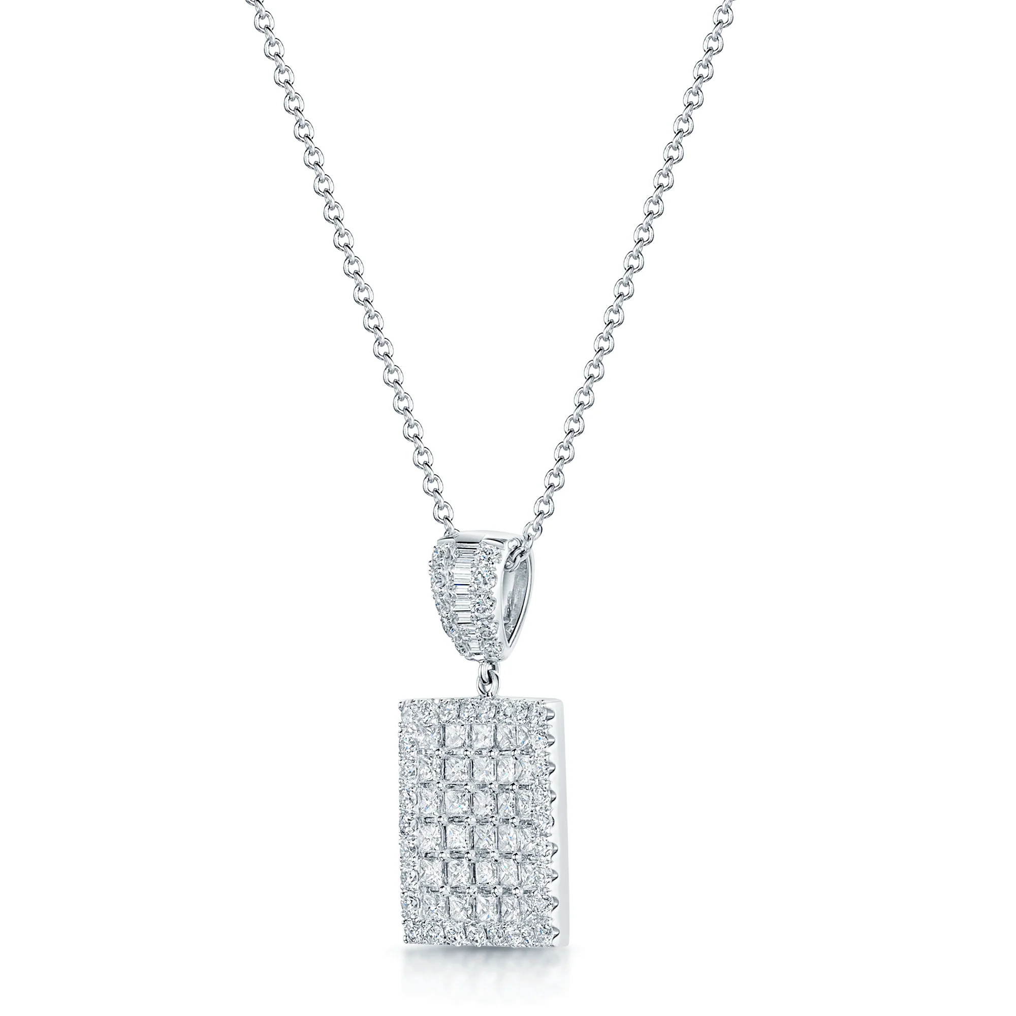 18ct White Gold Diamond Grid Pendant - Image 2