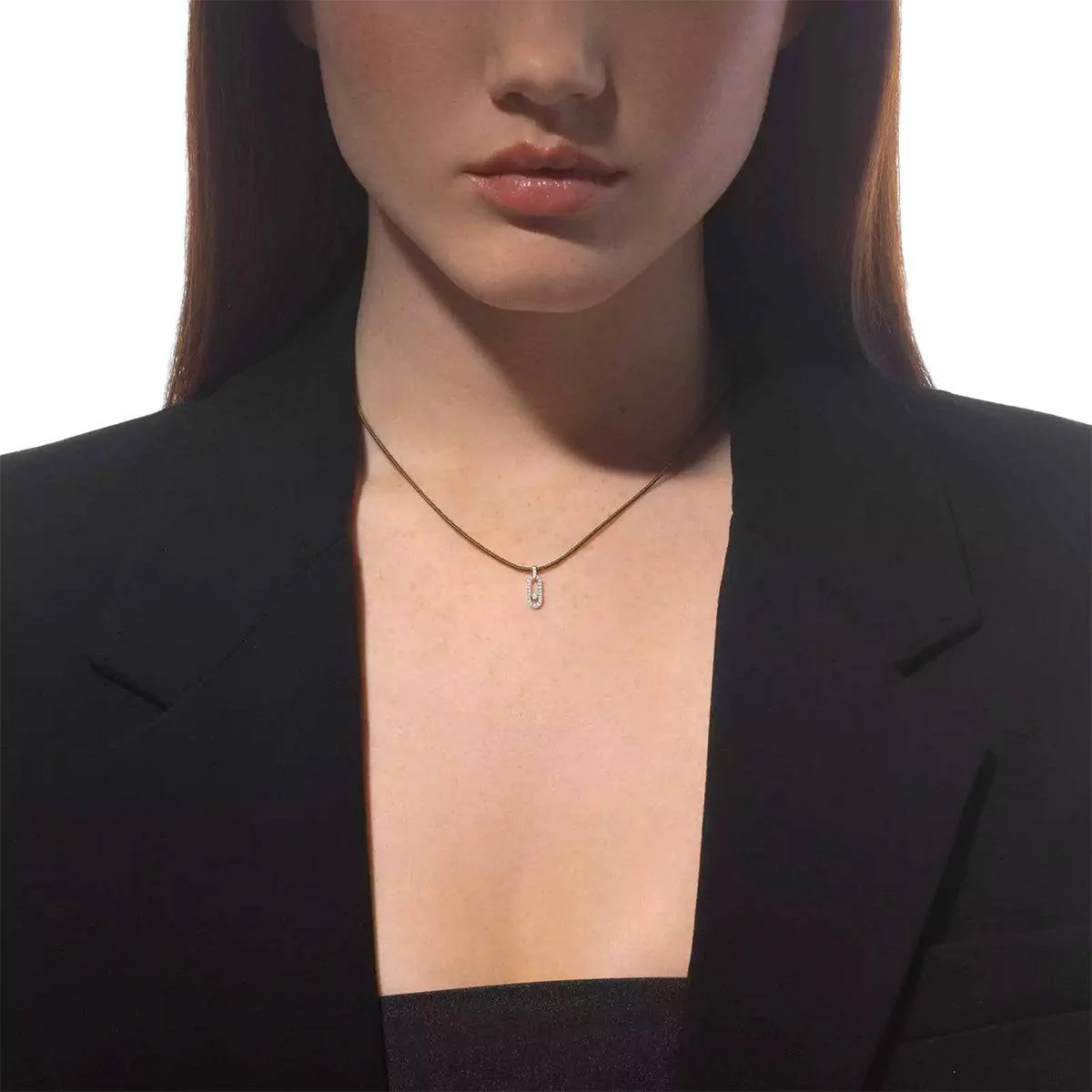 18ct White Gold Diamond Messika Cares Necklace On A Khaki Cord - Image 3
