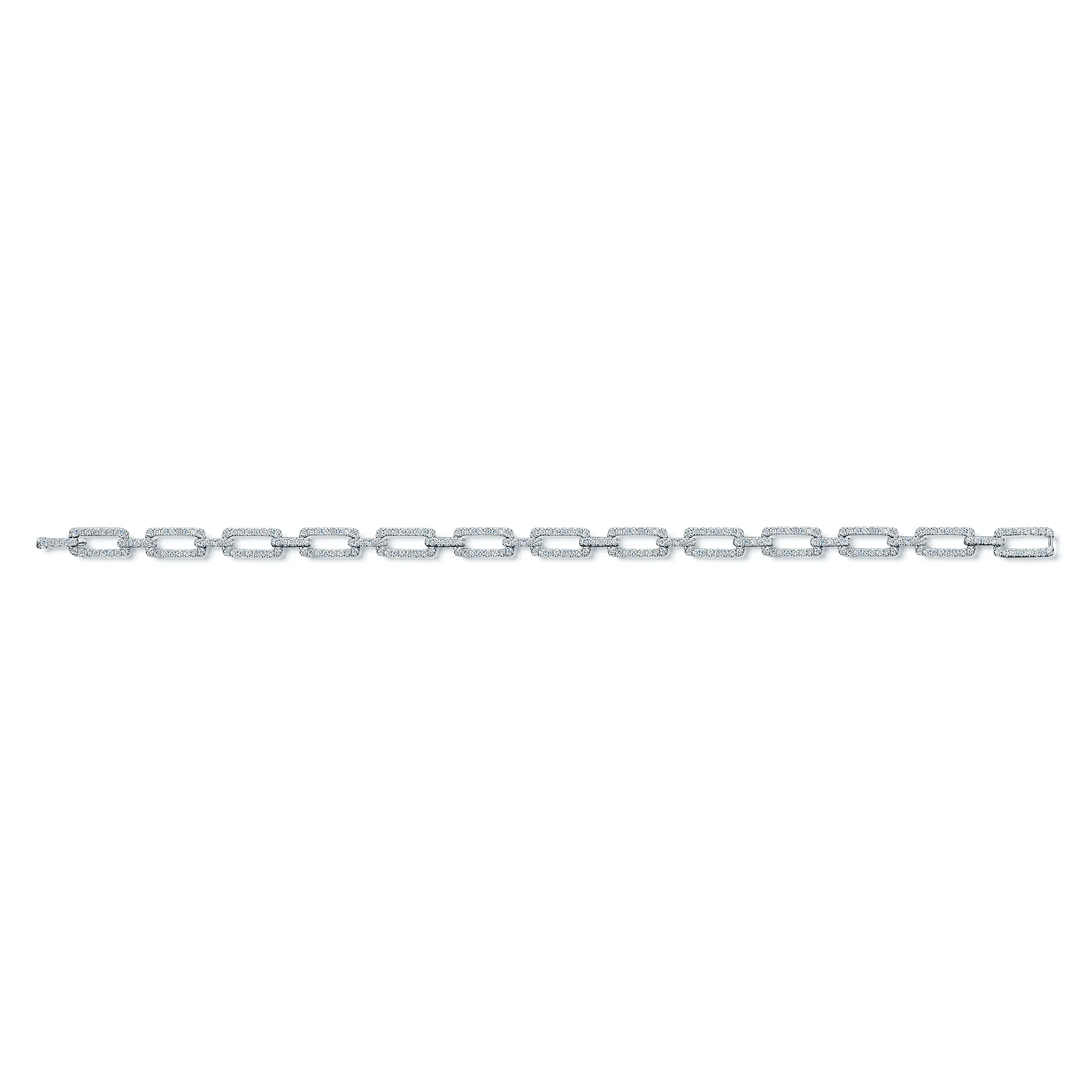 18ct White Gold Diamond Open Rectangle Link Bracelet - Image 3