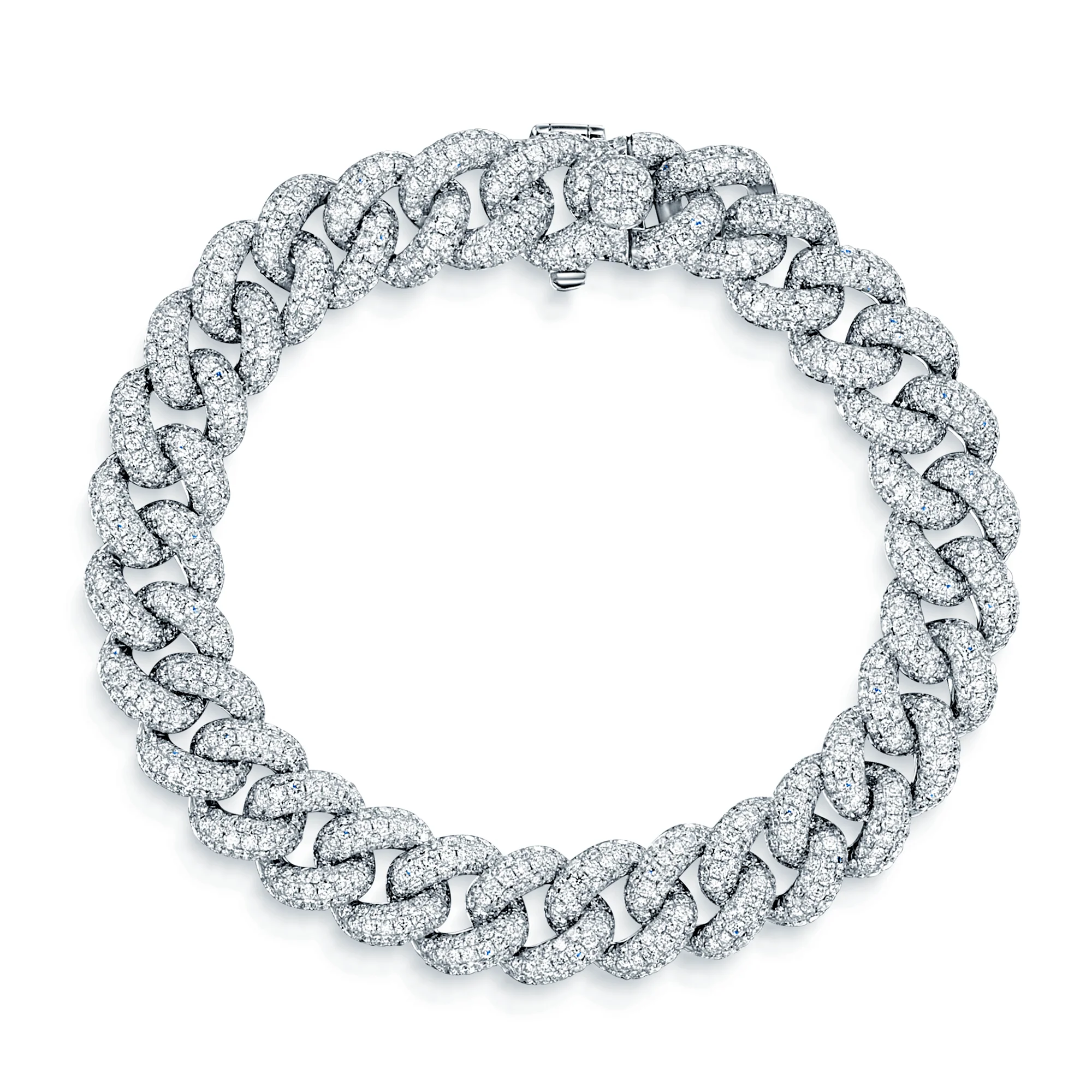 18ct White Gold Full Diamond Set Curb Bracelet - Image 3