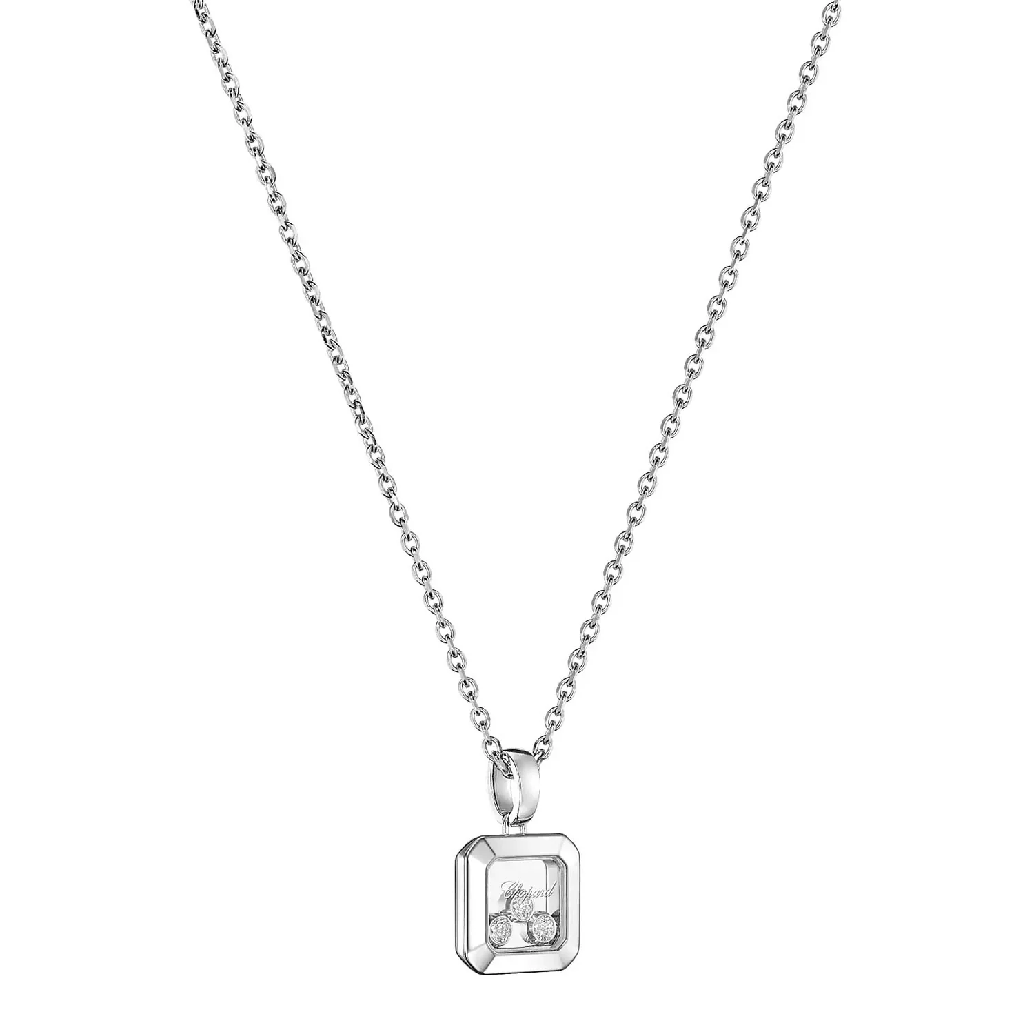 18ct White Gold Happy Three Diamonds Icons Pendant - Image 2