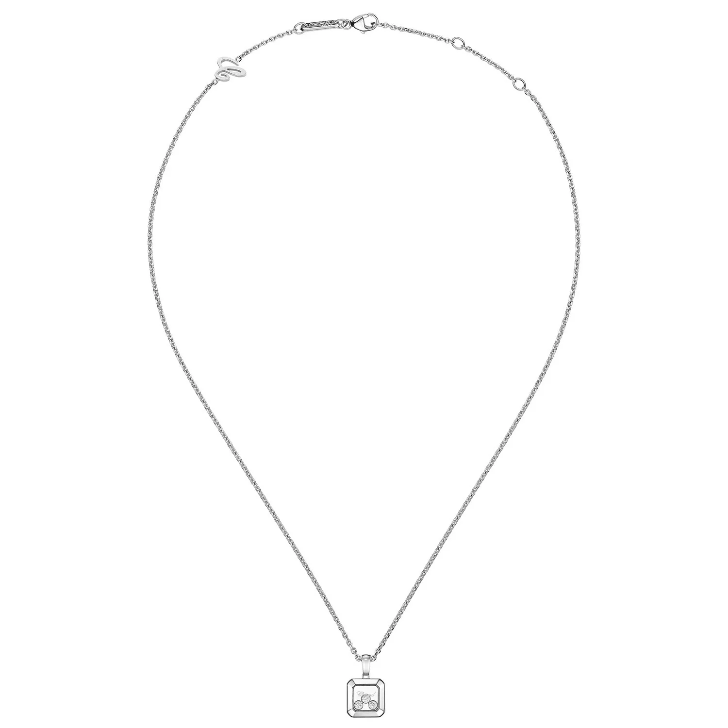 18ct White Gold Happy Three Diamonds Icons Pendant - Image 3