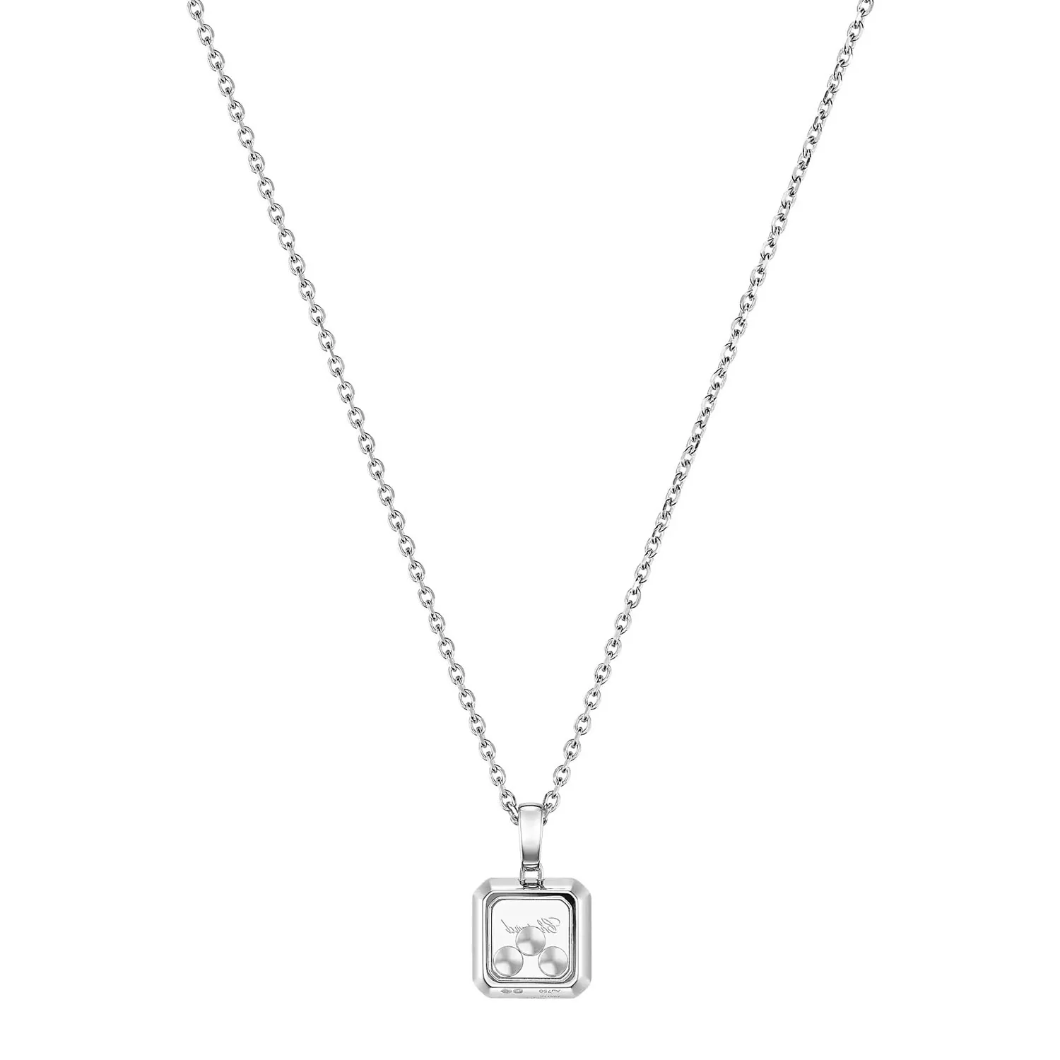 18ct White Gold Happy Three Diamonds Icons Pendant - Image 4