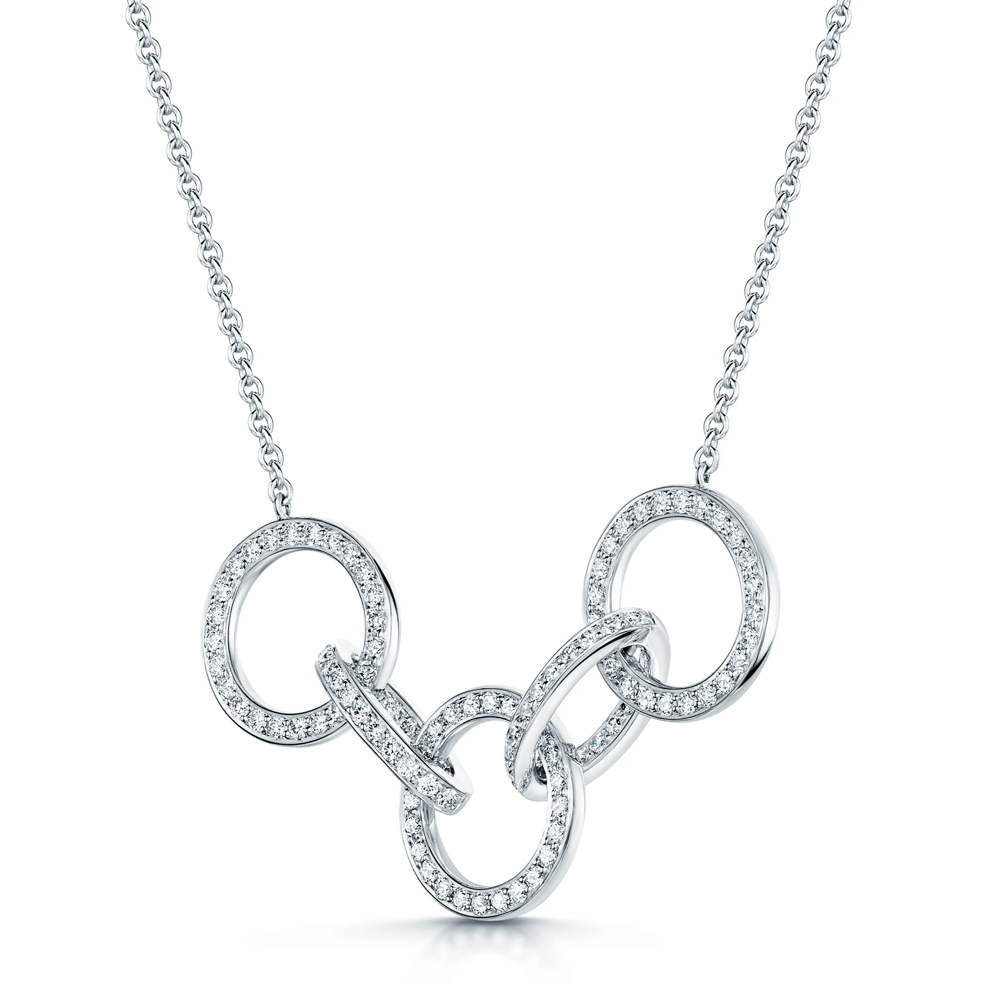 18ct White Gold Interlocking Diamond Pendant. - Image 2
