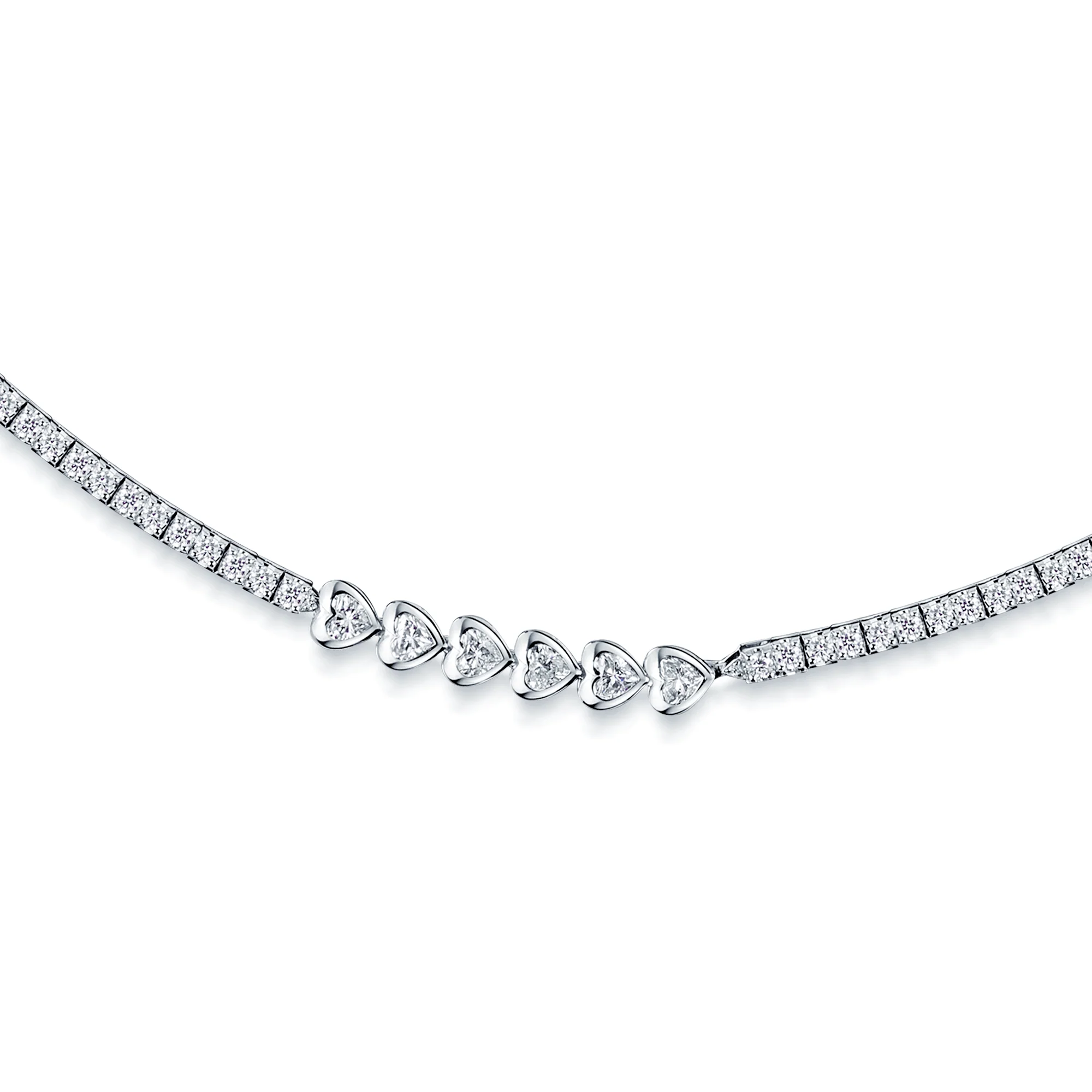 18ct White Gold Mixed Cut Diamond Long Fancy Necklet - Image 3