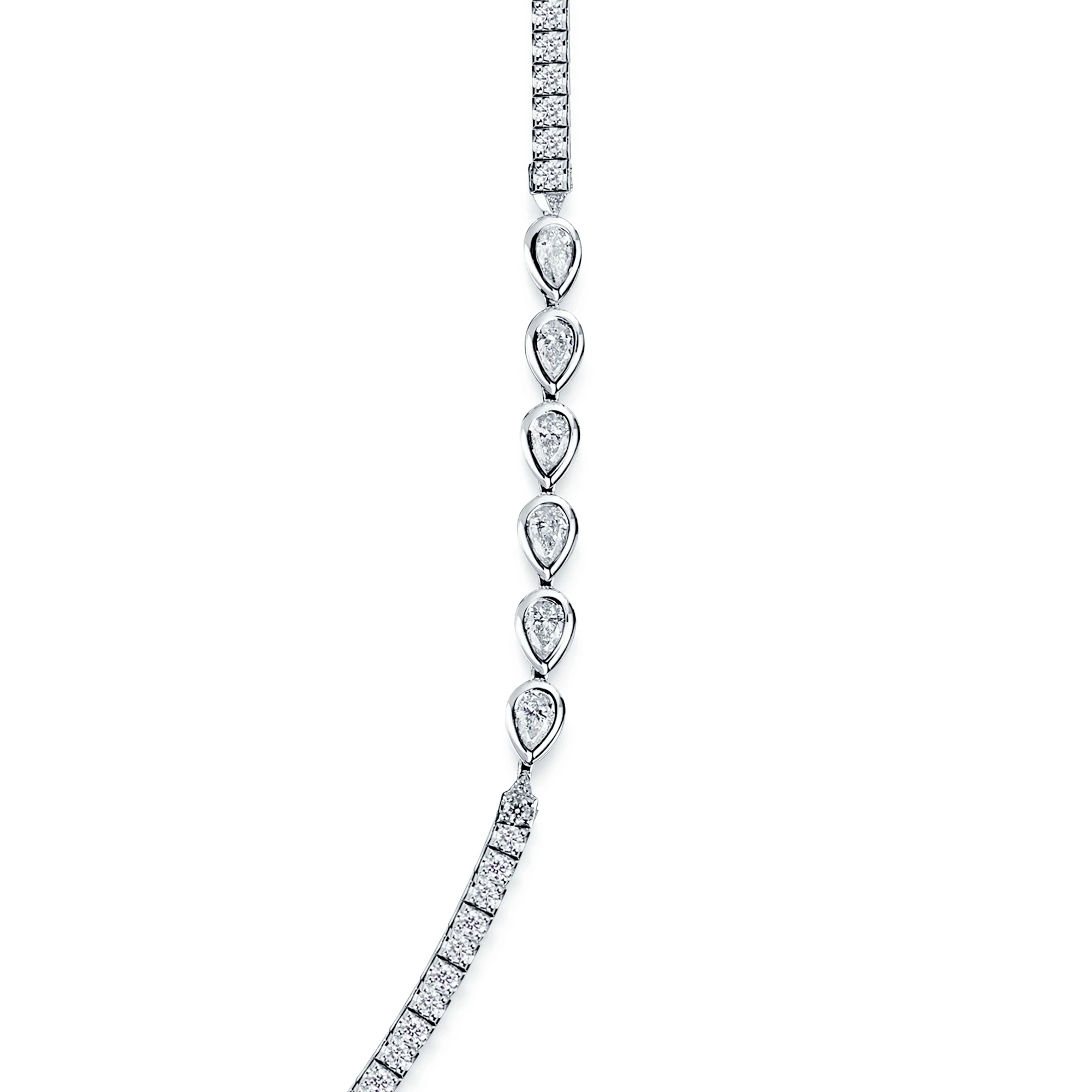 18ct White Gold Mixed Cut Diamond Long Fancy Necklet - Image 4