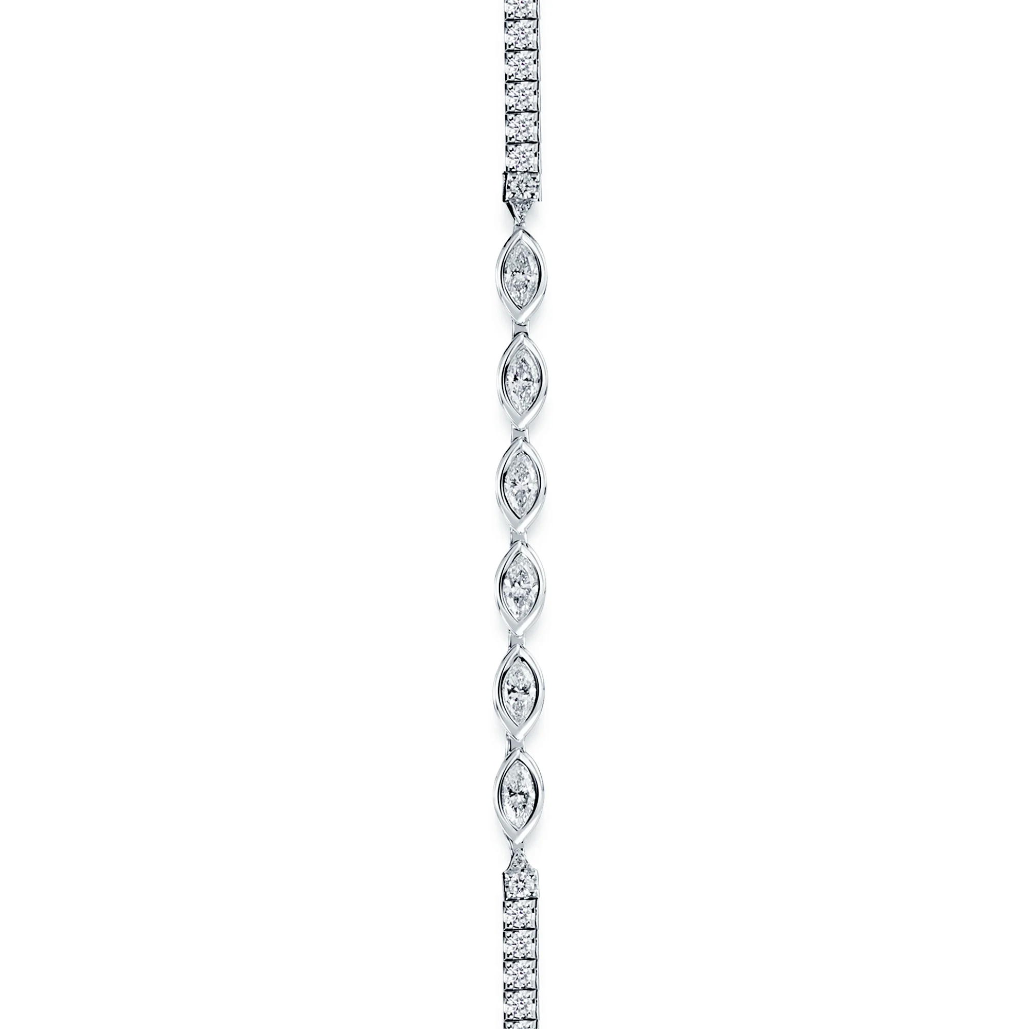 18ct White Gold Mixed Cut Diamond Long Fancy Necklet - Image 5