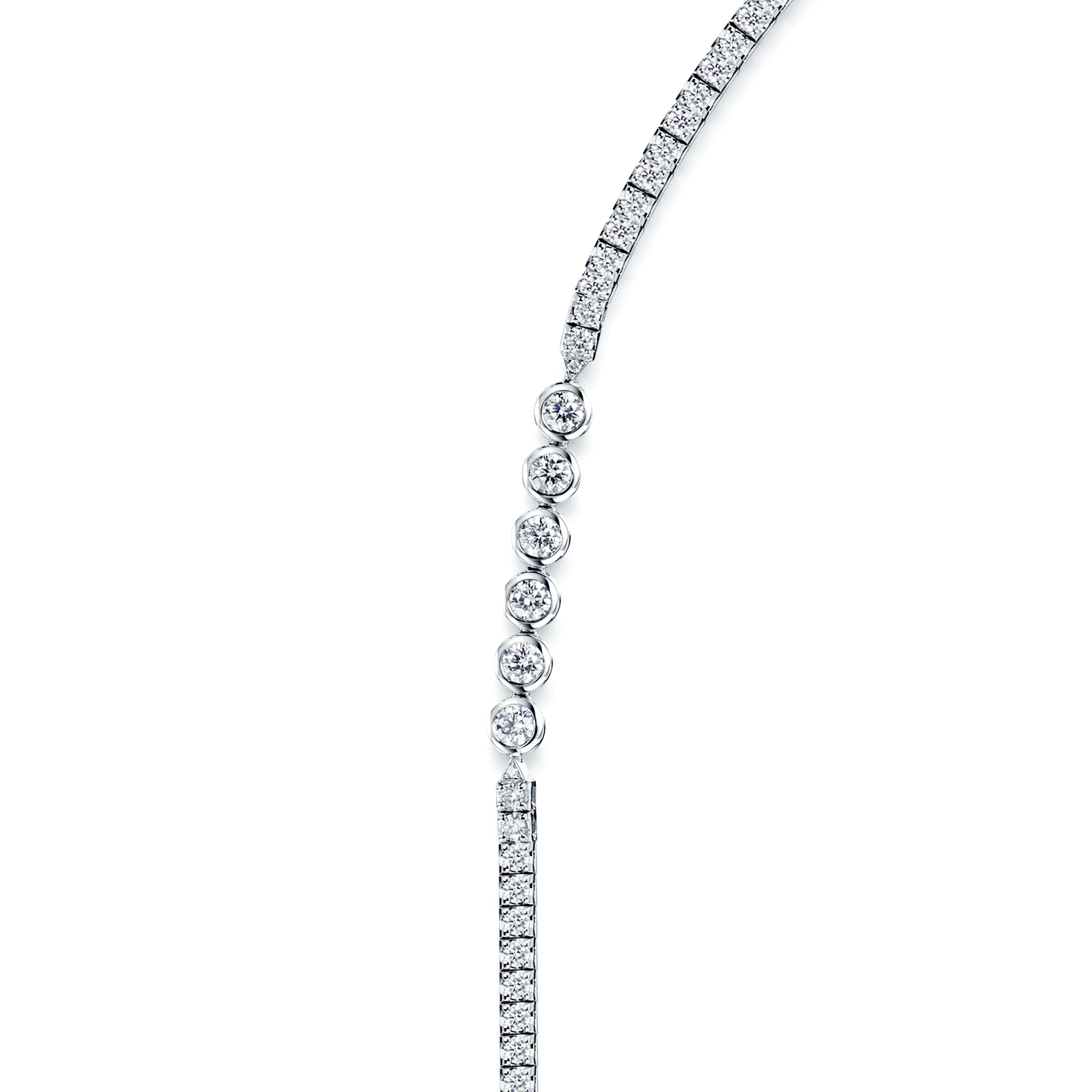 18ct White Gold Mixed Cut Diamond Long Fancy Necklet - Image 6