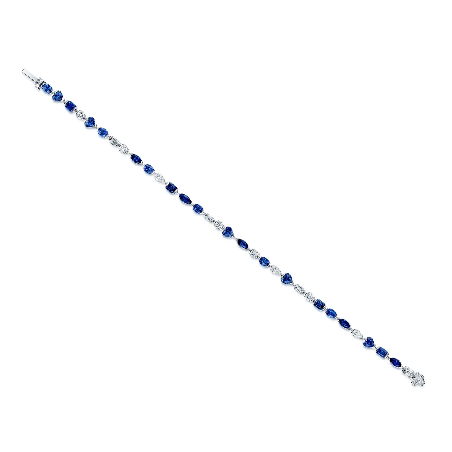 18ct White Gold Mixed Cut Sapphire And Diamond Bracelet - Image 5