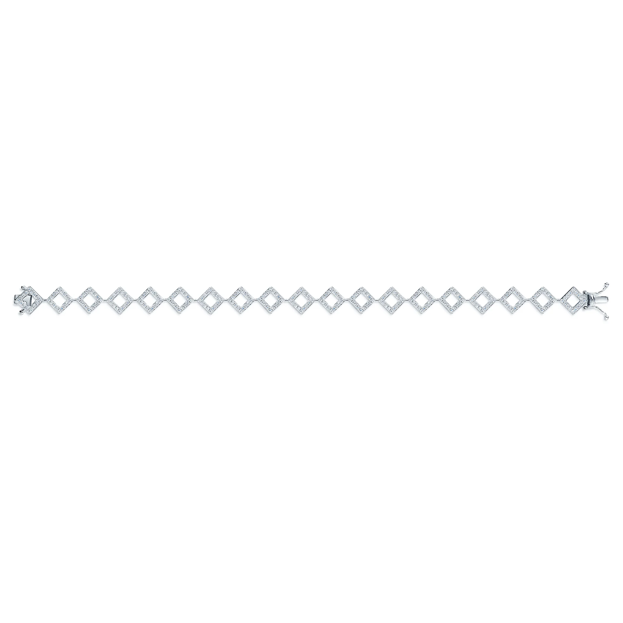 18ct White Gold Pave Diamond Set Square Link Bracelet - Image 3