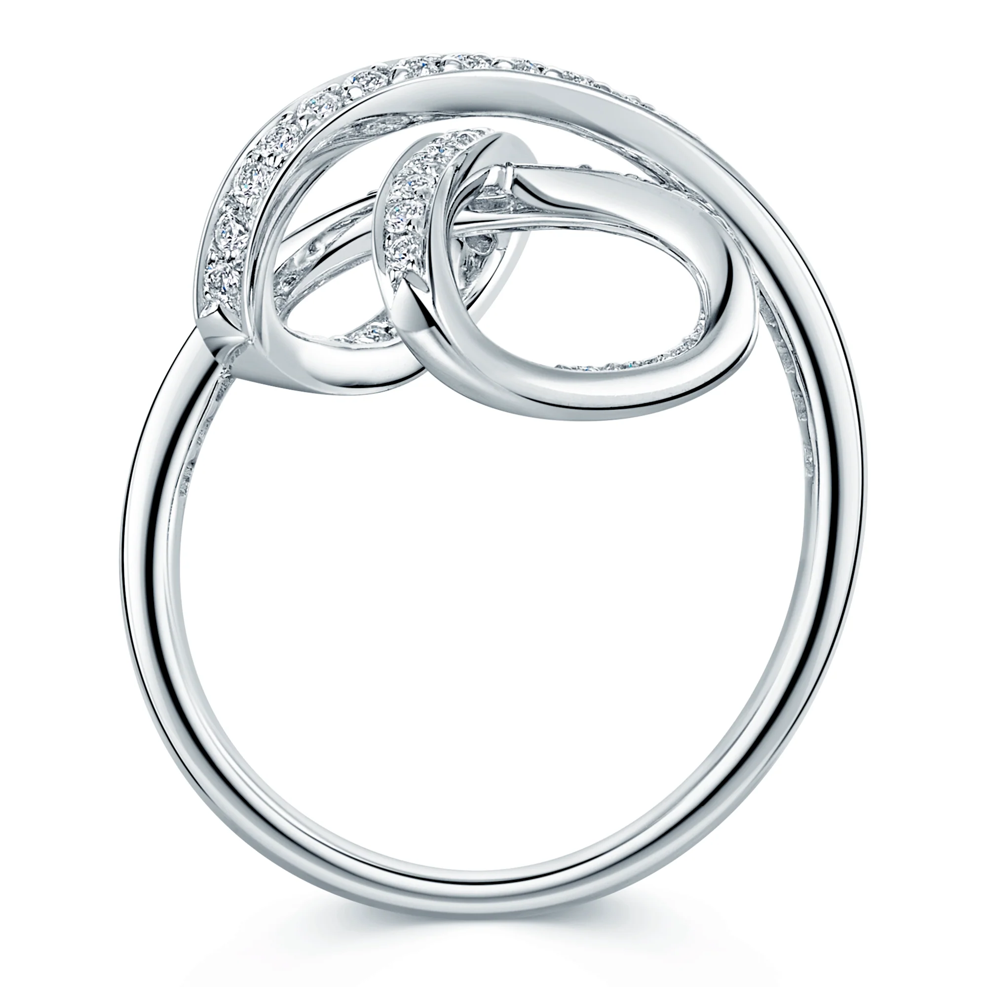 18ct White Gold Round Brilliant Cut Diamond Bow Design Dress Ring - Image 4