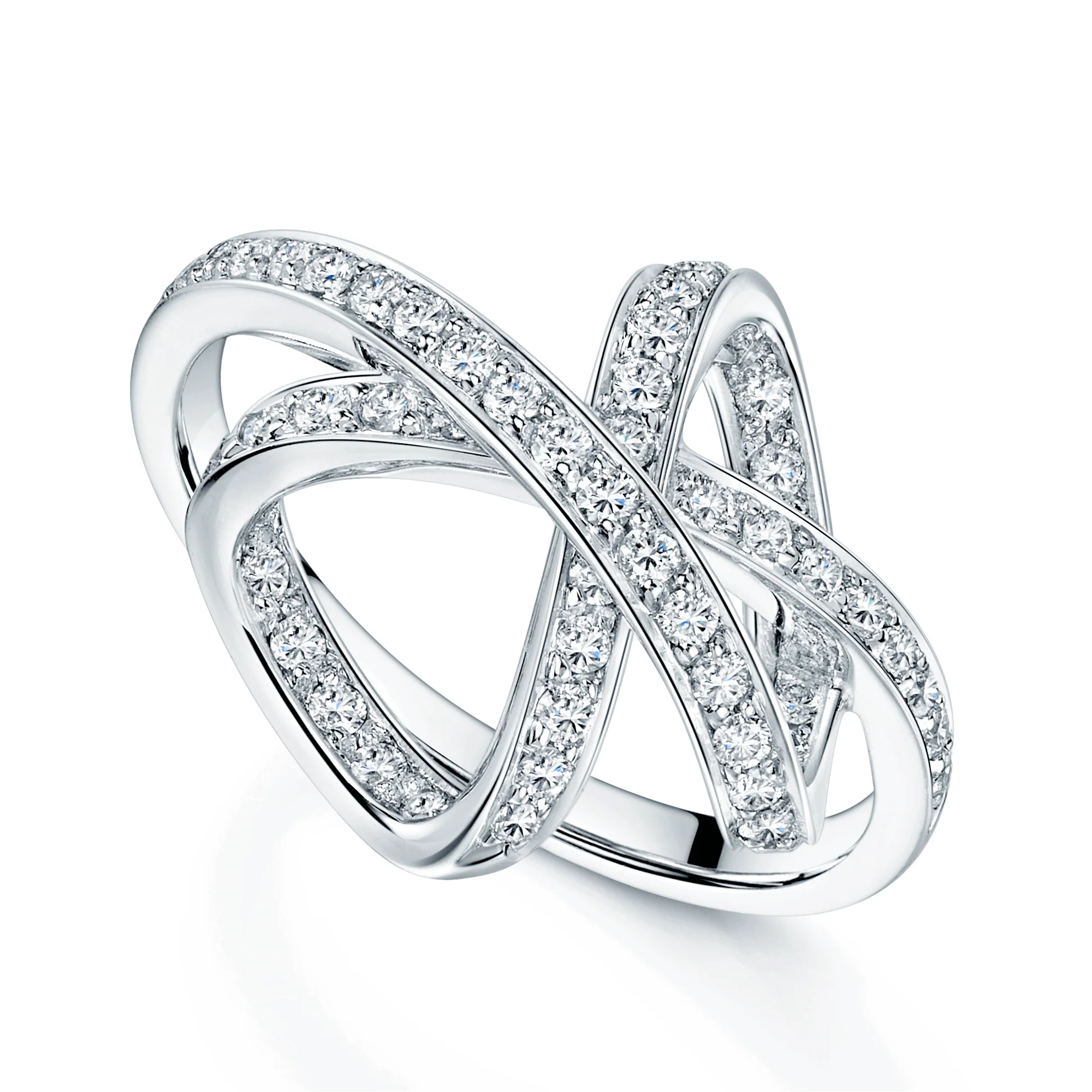 18ct White Gold Round Brilliant Cut Diamond Bow Design Dress Ring - Image 5