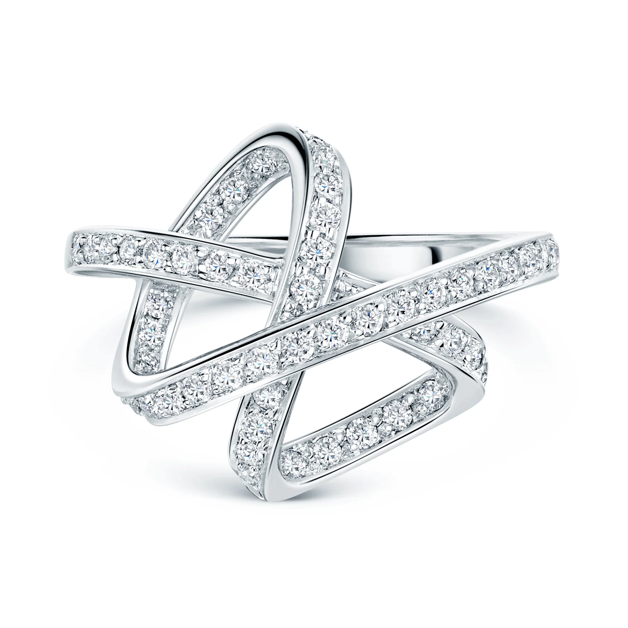 18ct White Gold Round Brilliant Cut Diamond Bow Design Dress Ring - Image 6