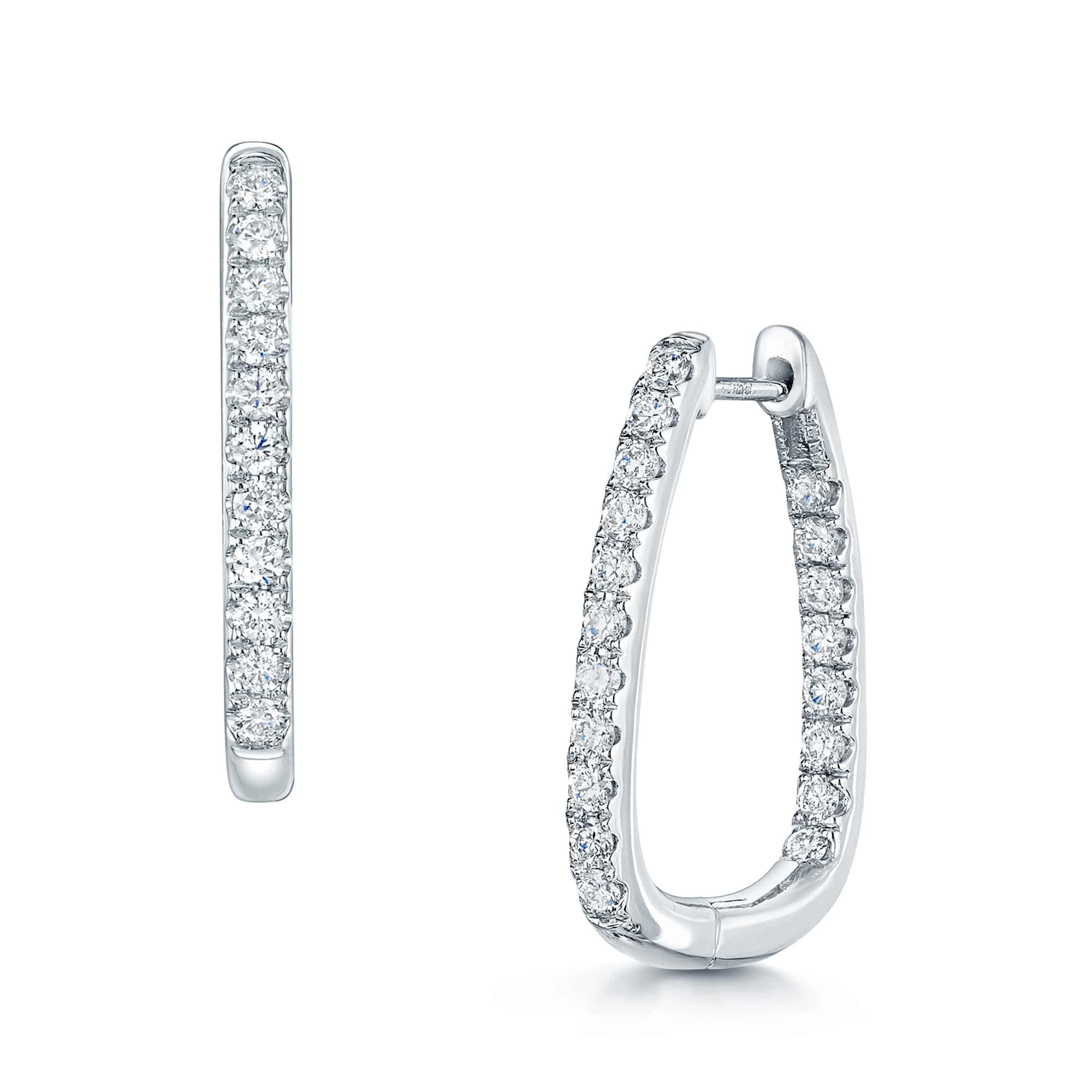 18ct White GoldAnd  Round Brilliant Cut Diamond Hoop Earrings - Image 2