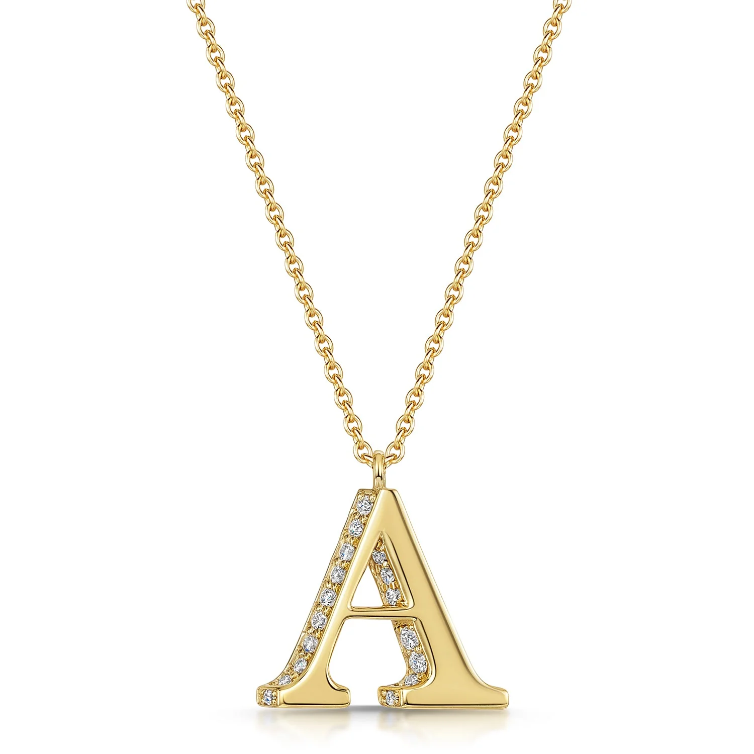 18ct Yellow Gold Diamond Initial Pendant & Chain - Image 4