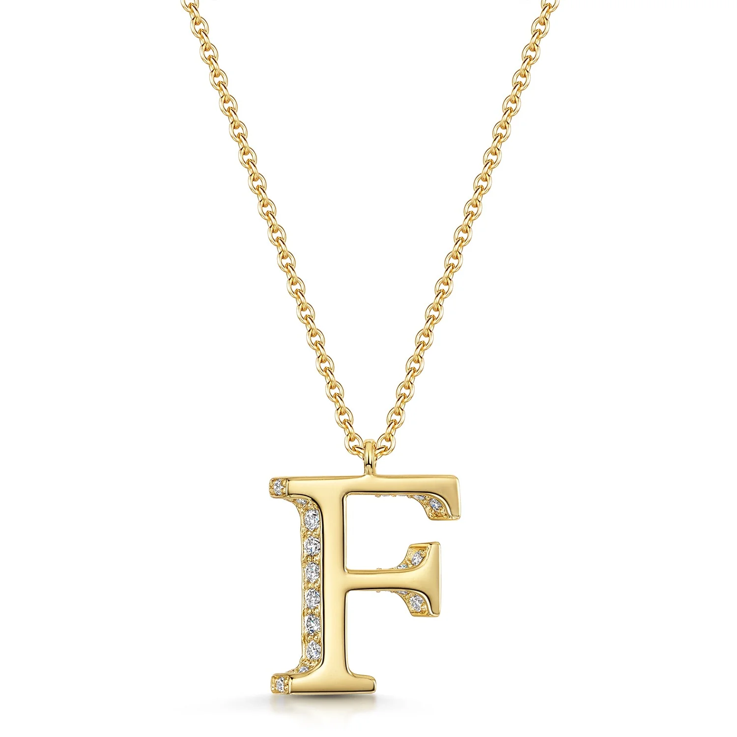 18ct Yellow Gold Diamond Initial Pendant & Chain - Image 5