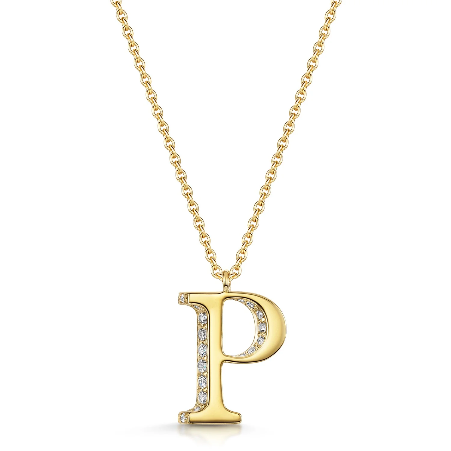 18ct Yellow Gold Diamond Initial Pendant & Chain - Image 6