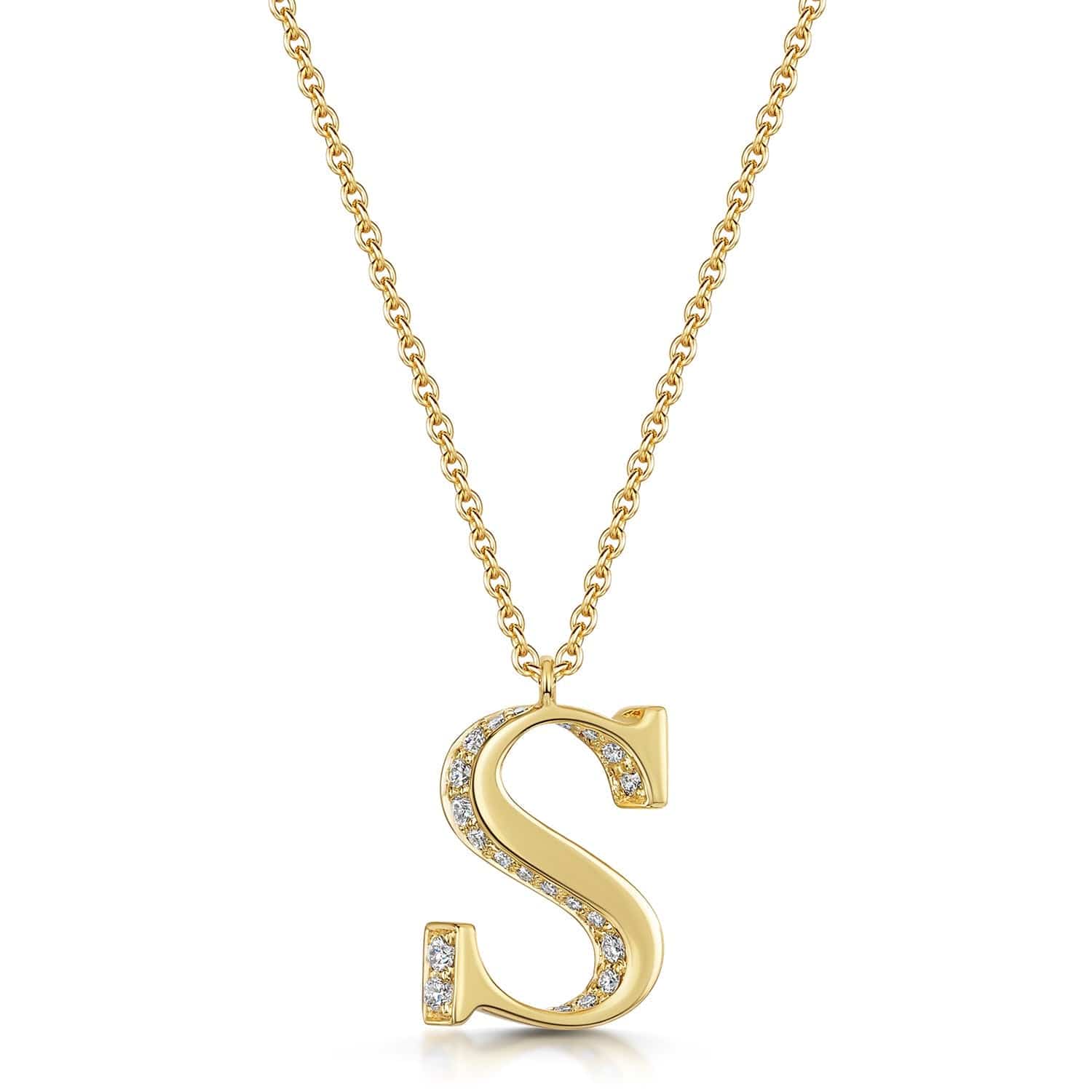 18ct Yellow Gold Diamond Initial Pendant & Chain - Image 7