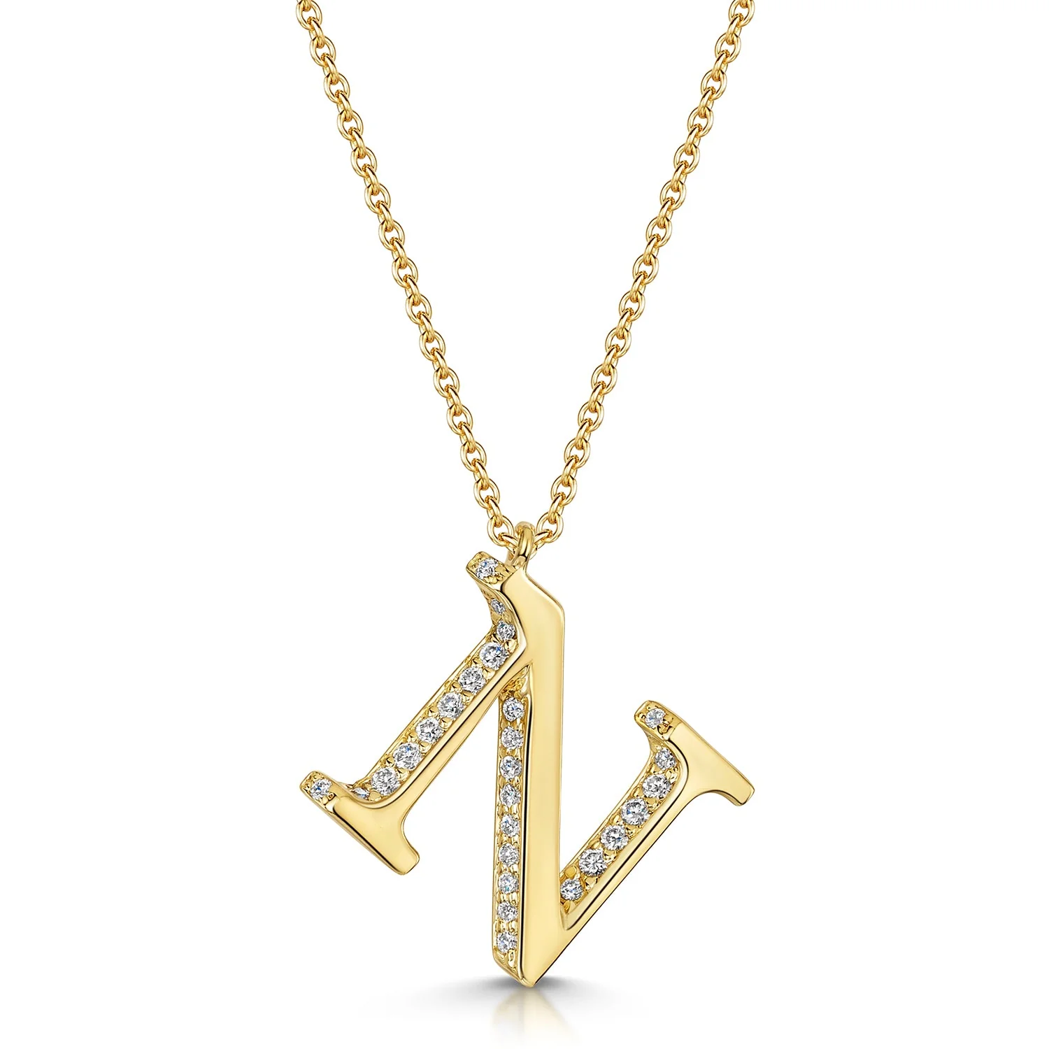18ct Yellow Gold Diamond Initial Pendant & Chain - Image 8