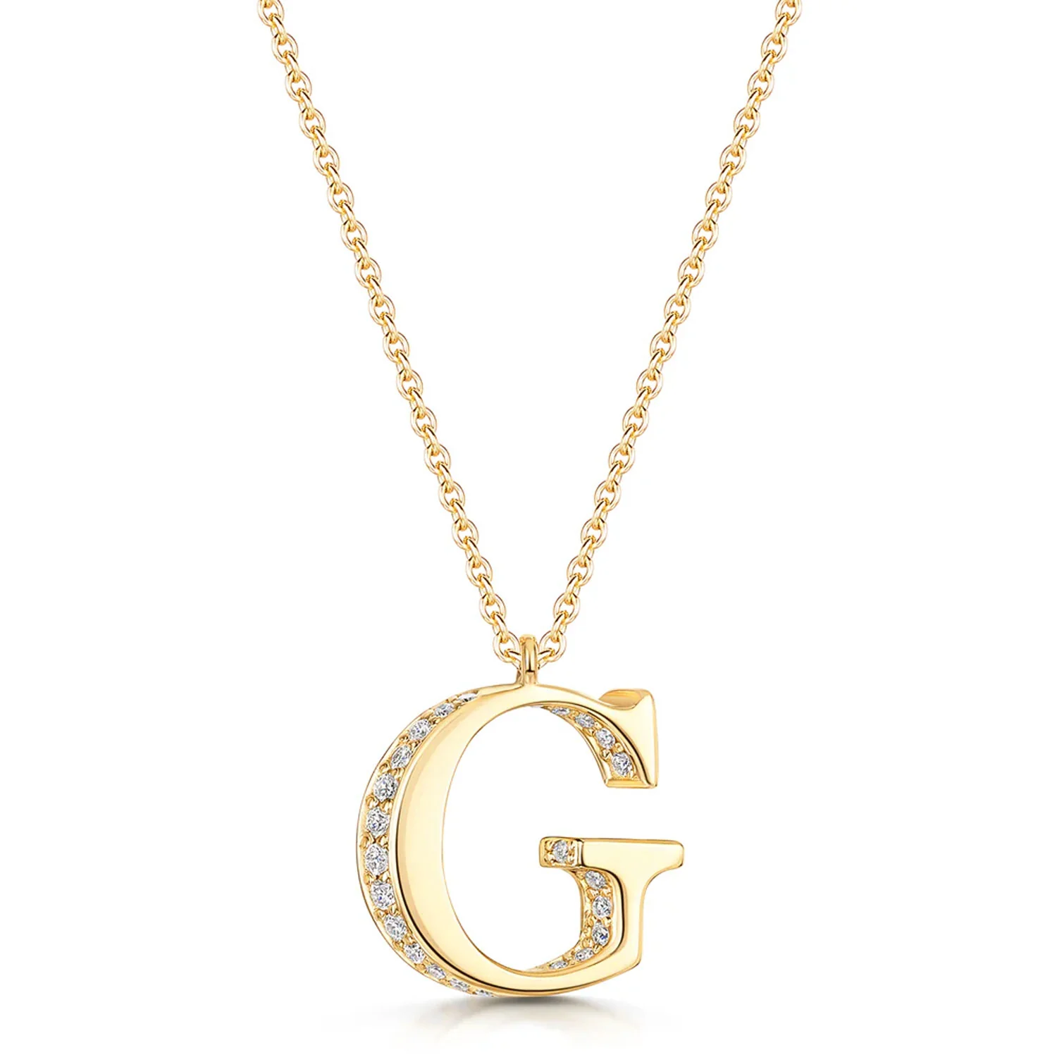 18ct Yellow Gold Diamond Initial Pendant & Chain - Image 9
