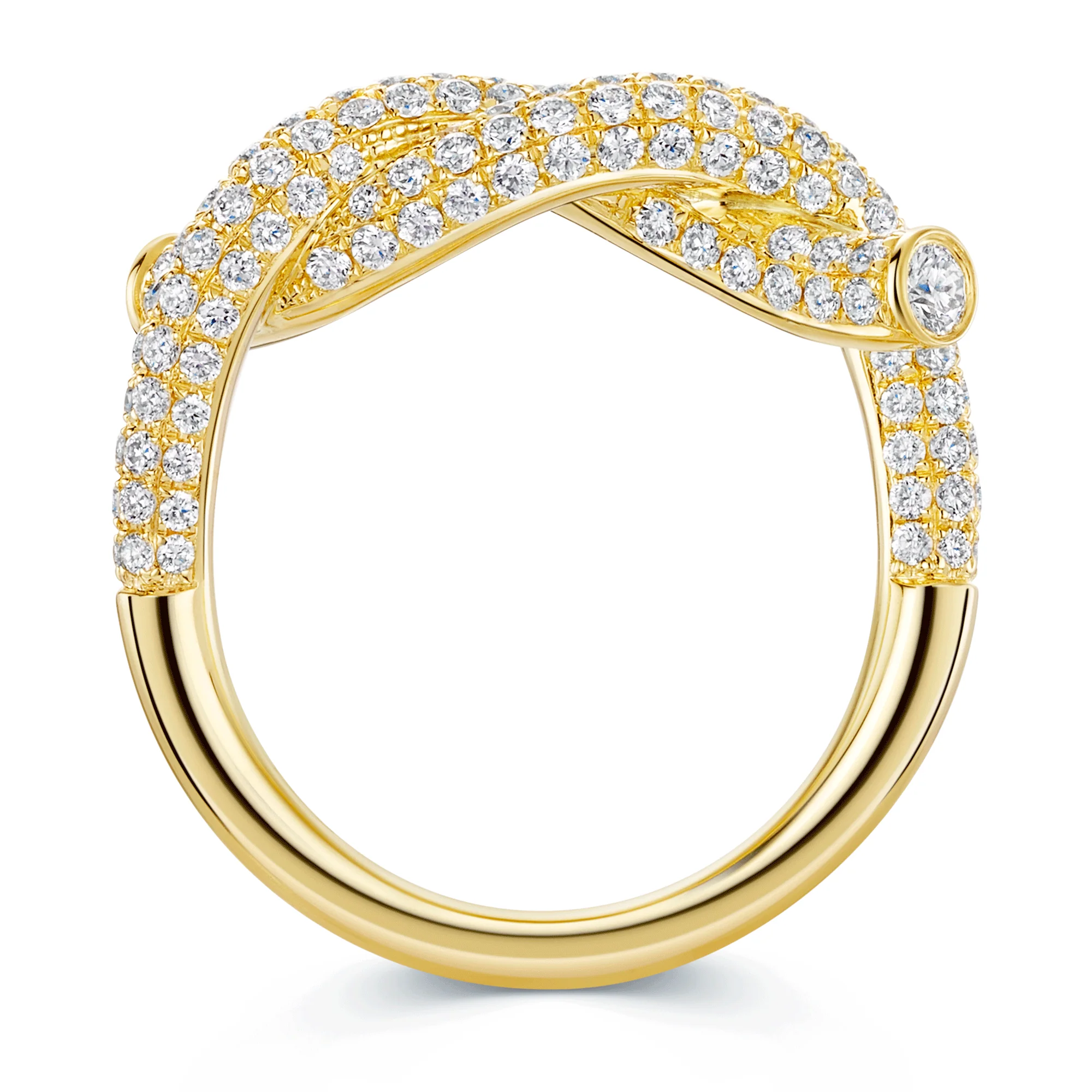 18ct Yellow Gold Diamond Knot Pave Set Dress Ring - Image 2