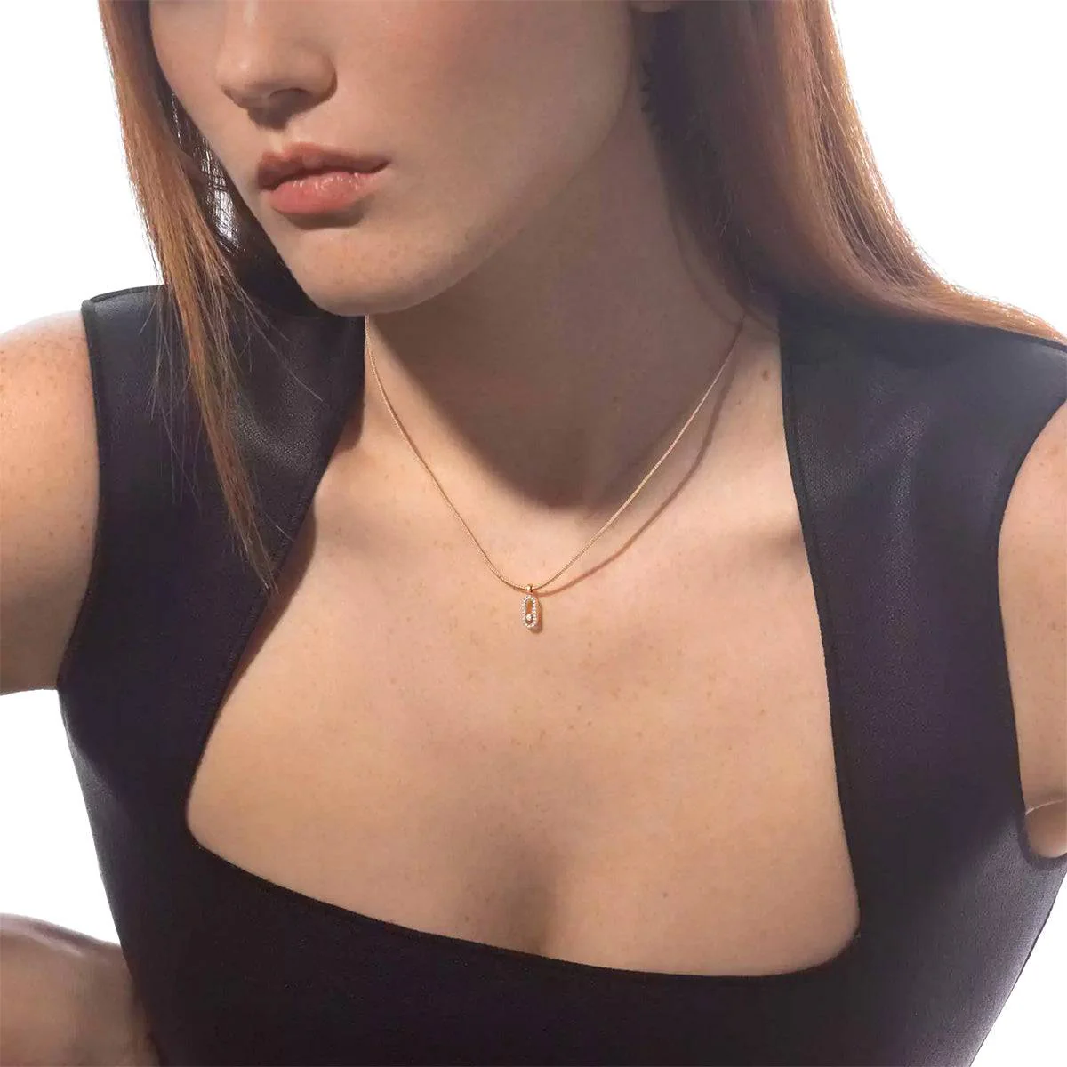 18ct Yellow Gold Diamond Messika Cares Necklace On A Beige Cord - Image 3