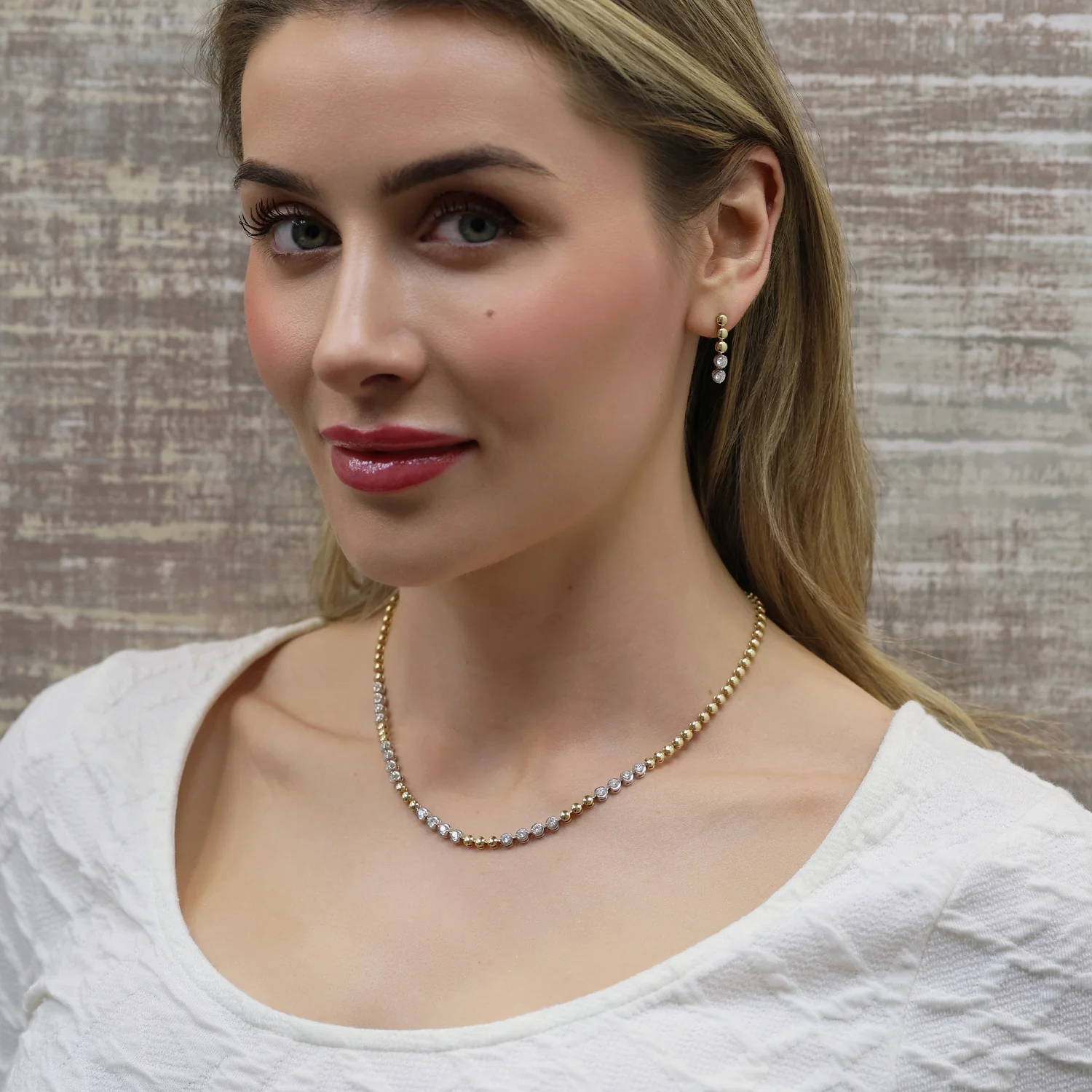 18ct Yellow Gold Disc And Round Brilliant Cut Diamond Drop Earrings - Image 2