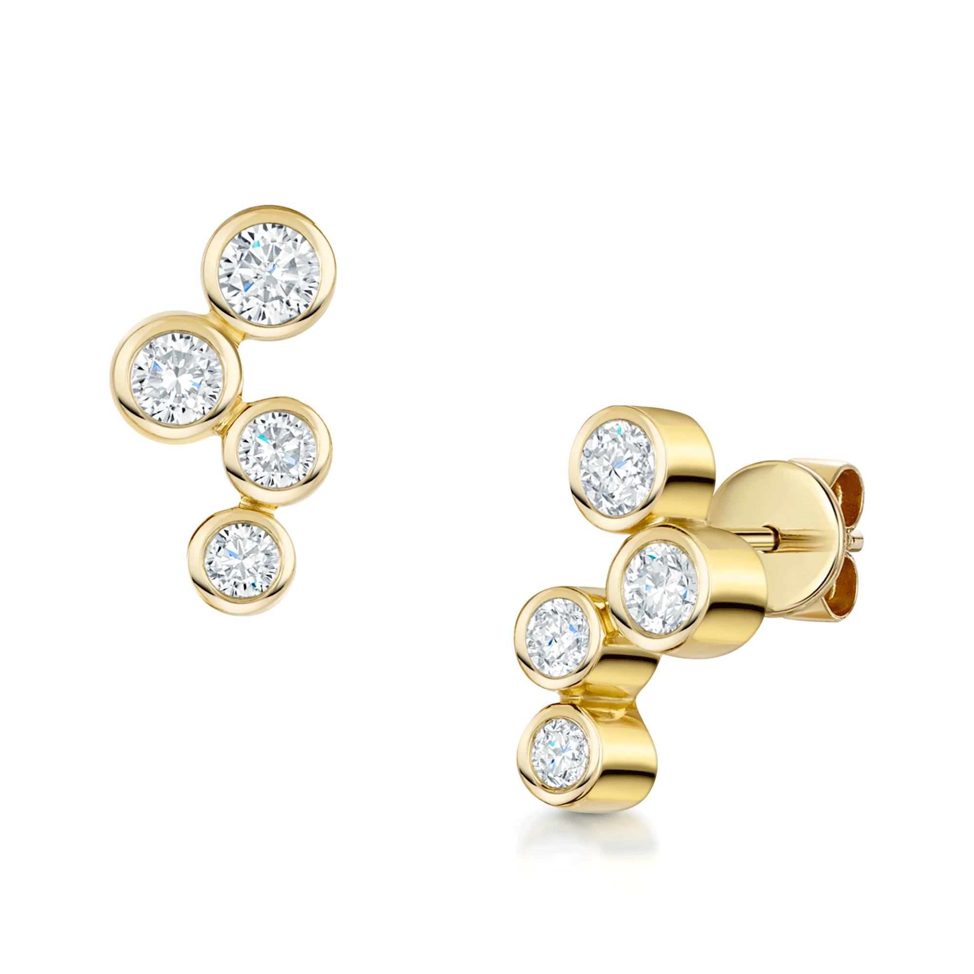 18ct Yellow Gold Four Stone Diamond Stud Earrings - Image 4