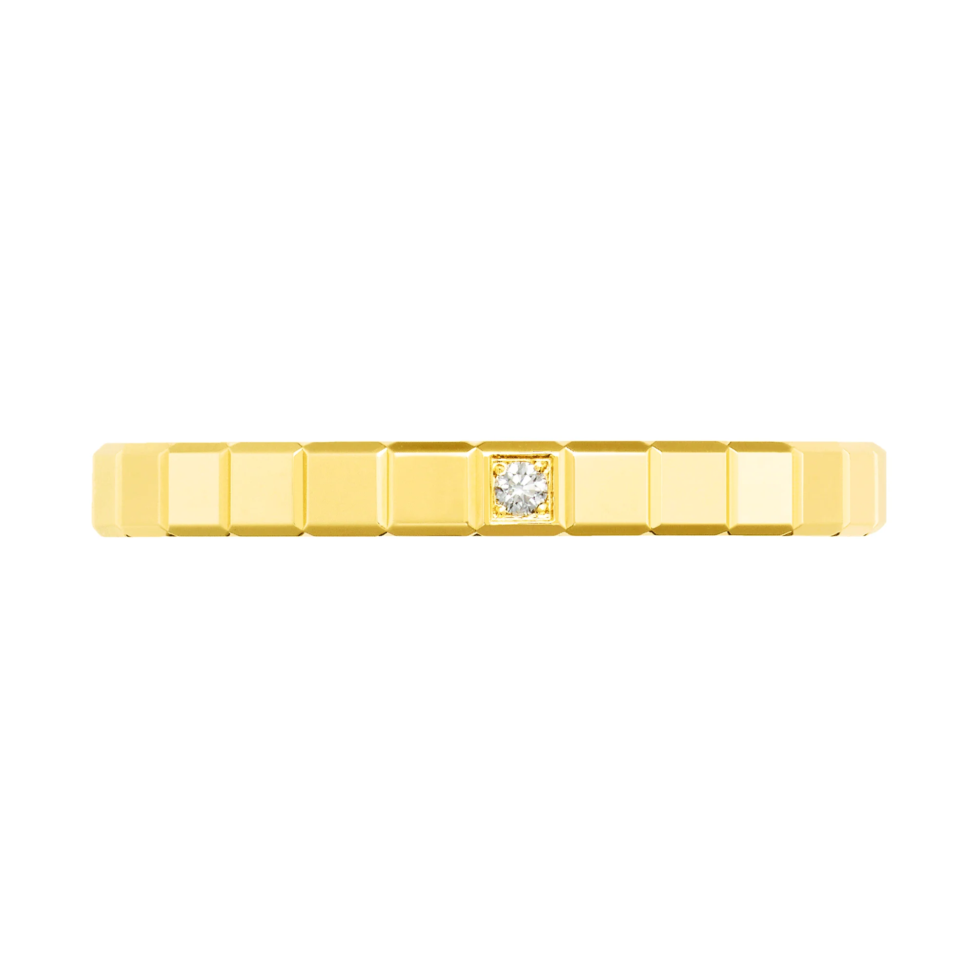 18ct Yellow Gold Ice Cube Single Diamond Set Ring - Image 2