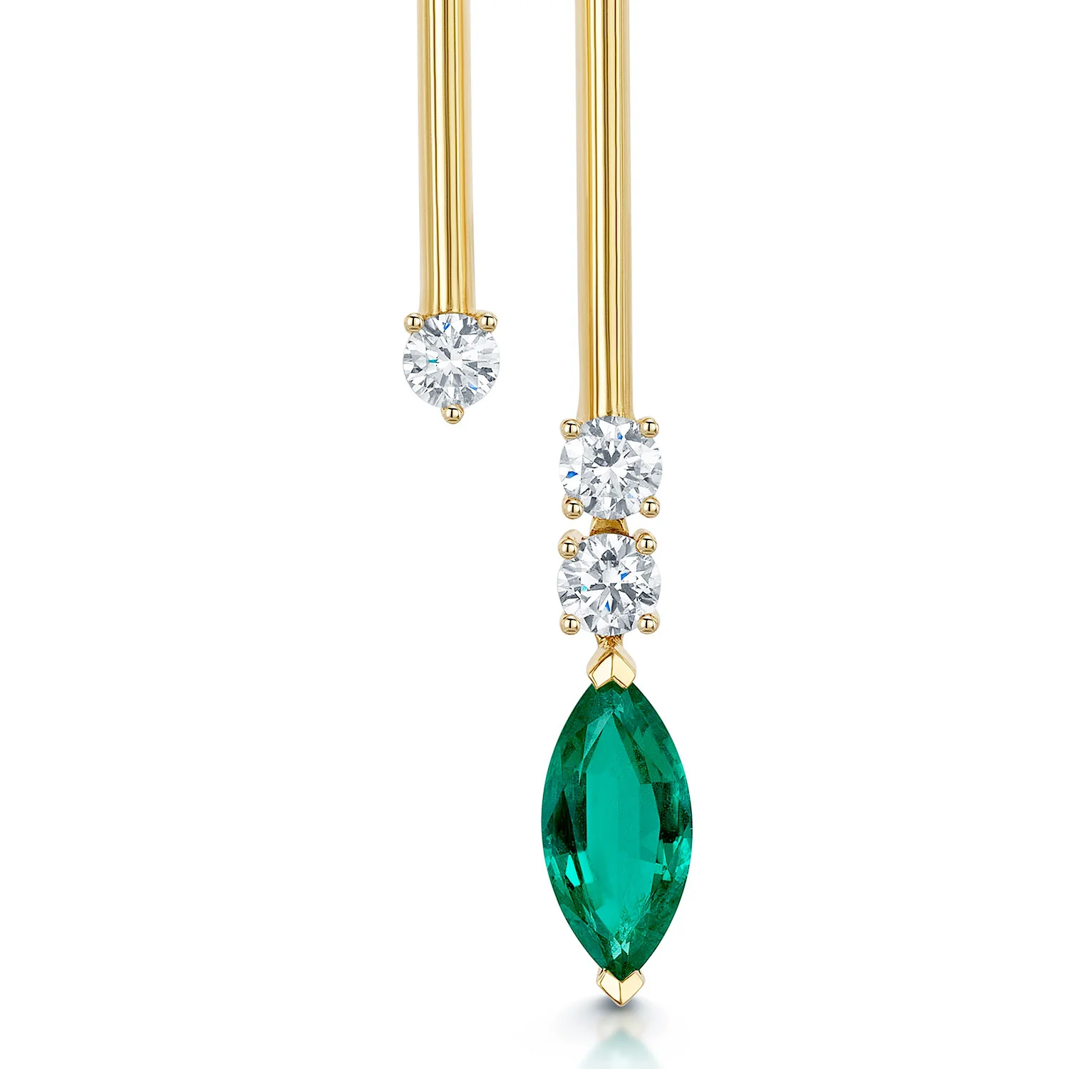 18ct Yellow Gold Marquise Cut Emerald And Diamond Fancy Pendant - Image 4
