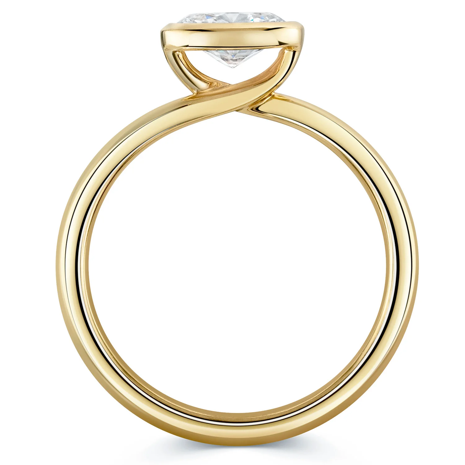 18ct Yellow Gold Oval Cut Horizontal Rub Over Set Ring - Image 2