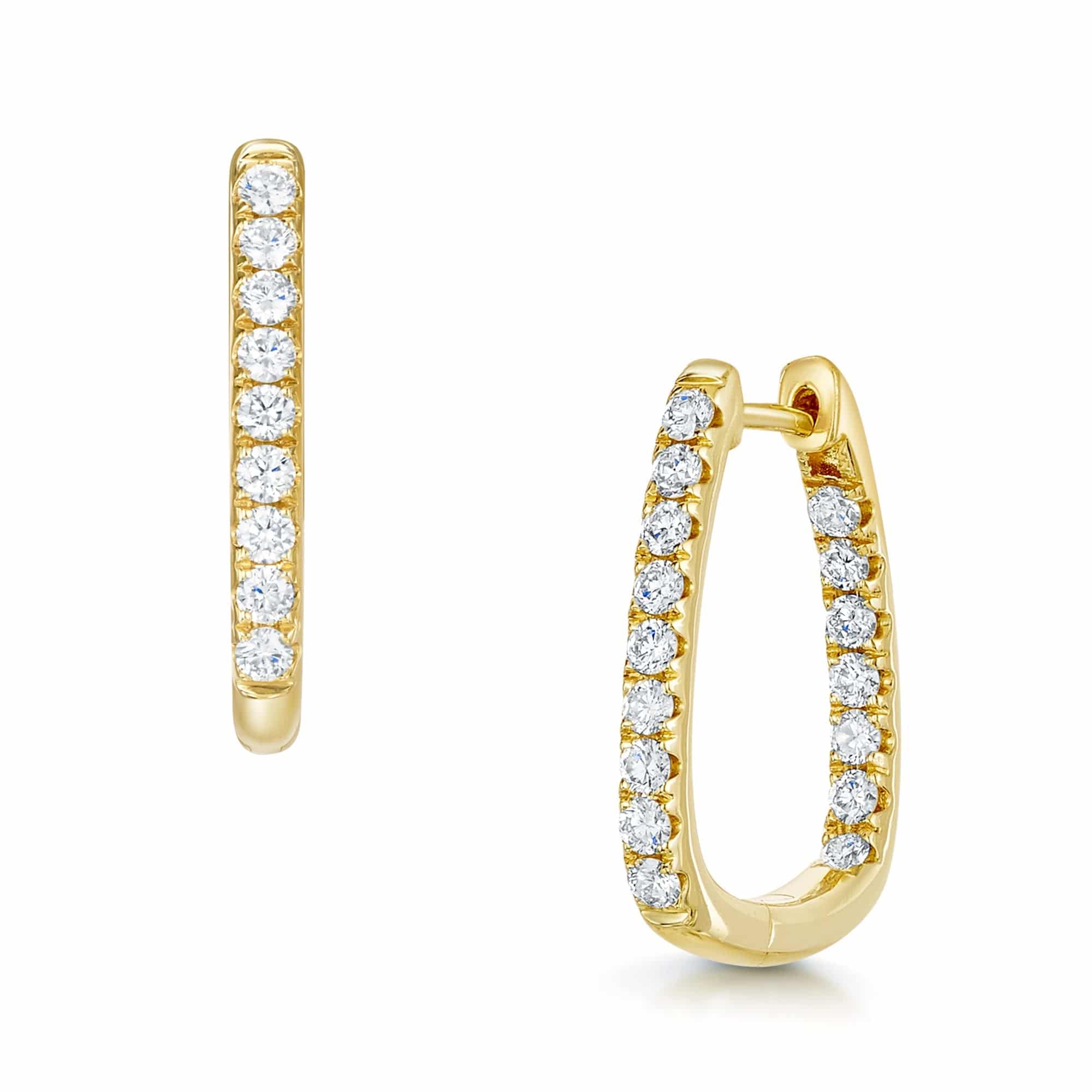 18ct Yellow Gold Round Brilliant Cut Diamond Hoop Earrings - Image 2