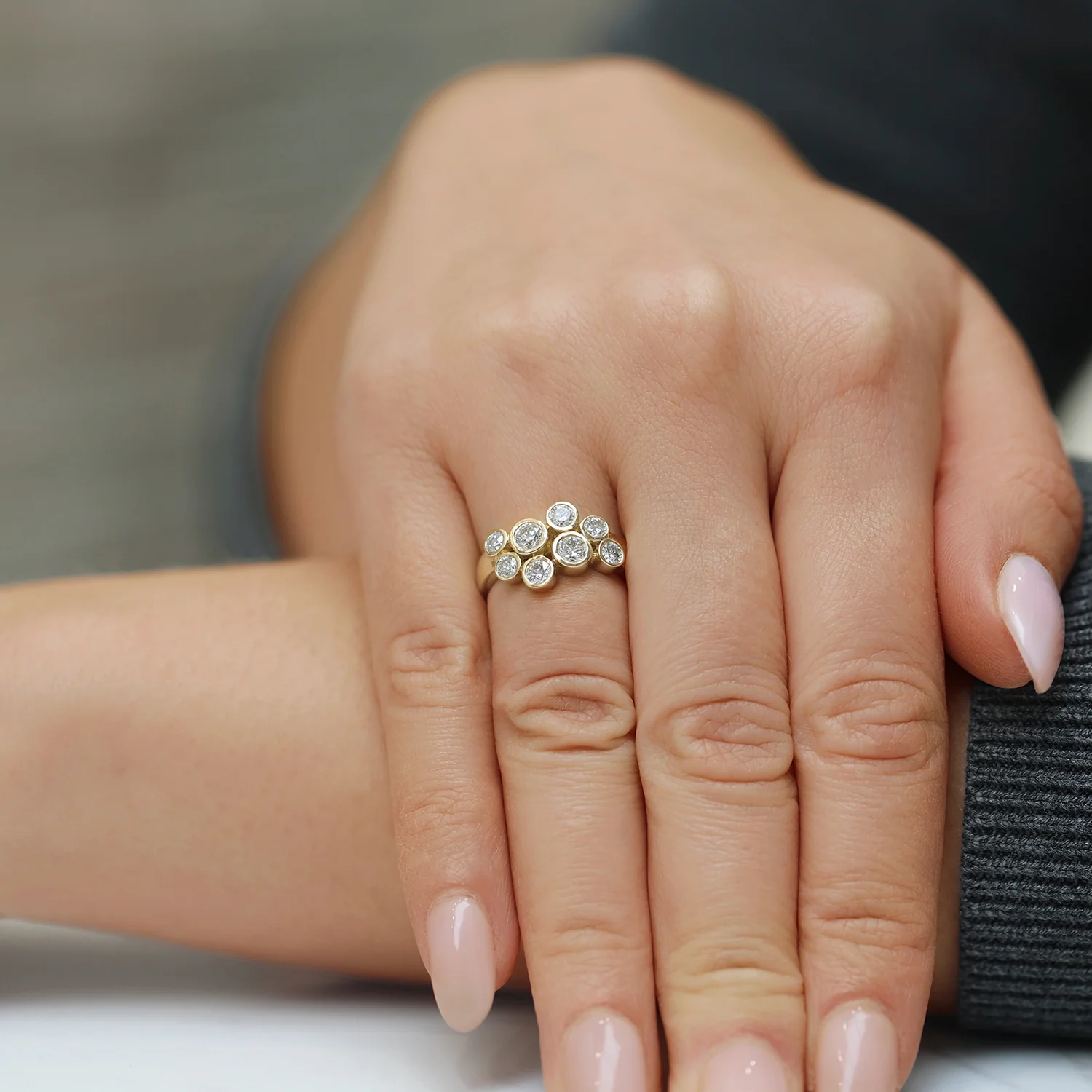 18ct Yellow Gold Round Brilliant Cut Diamond Rubover Dress Ring - Image 3